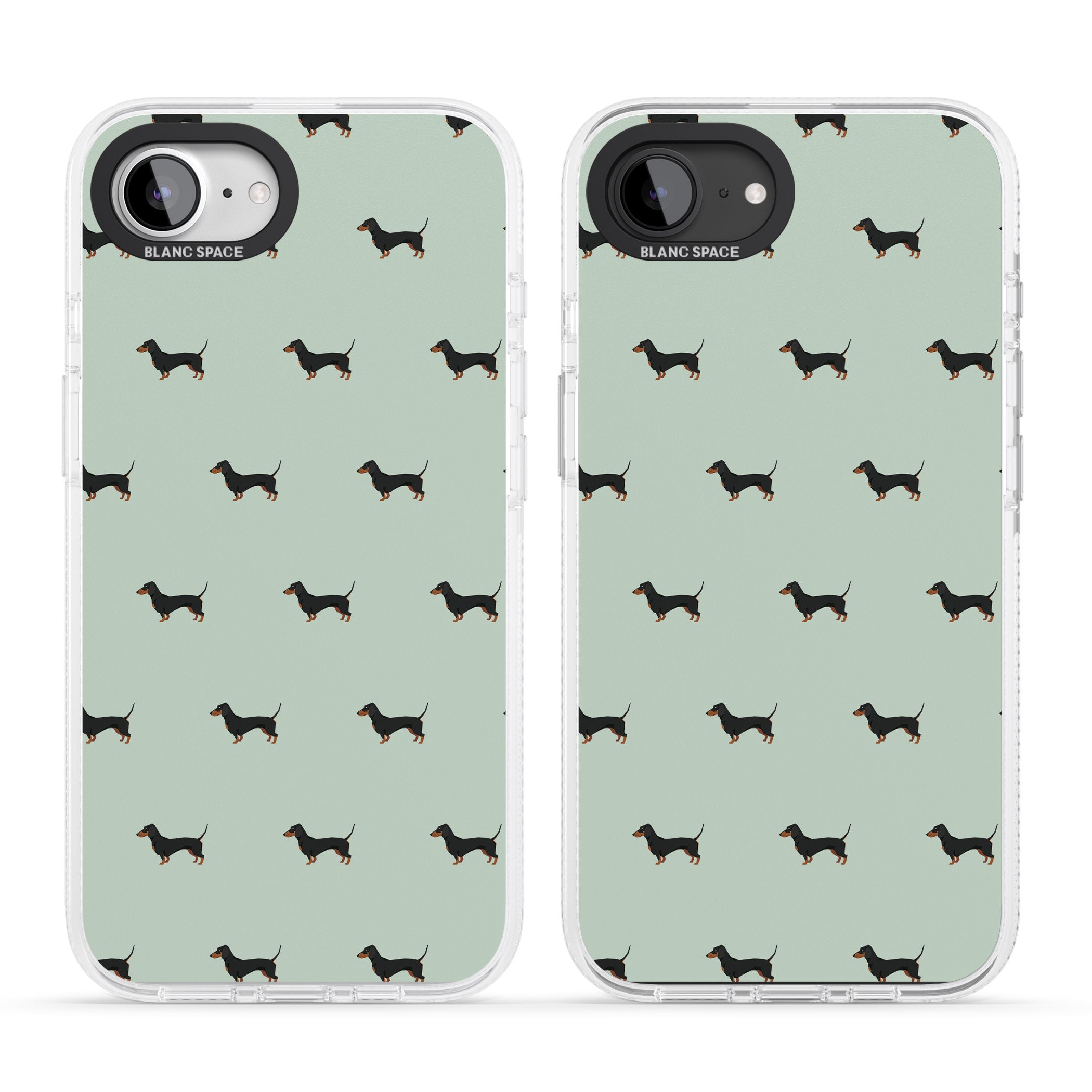 Dachshund Dog Pattern iPhone 16e Clear Case Impact Air - Blanc Space
