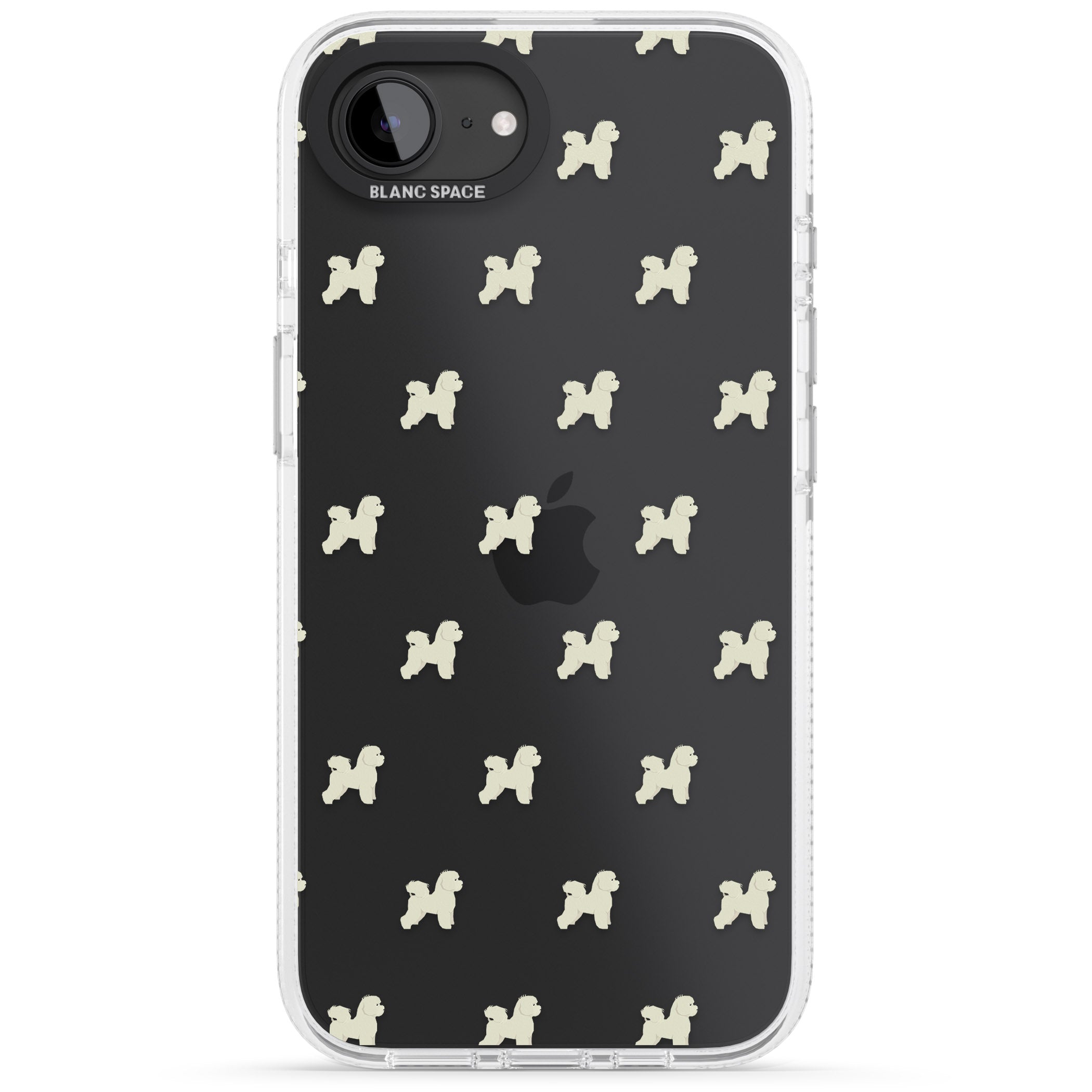 Bichon Frise Dog Pattern Clear iPhone 16e Clear Case Impact Air - Blanc Space
