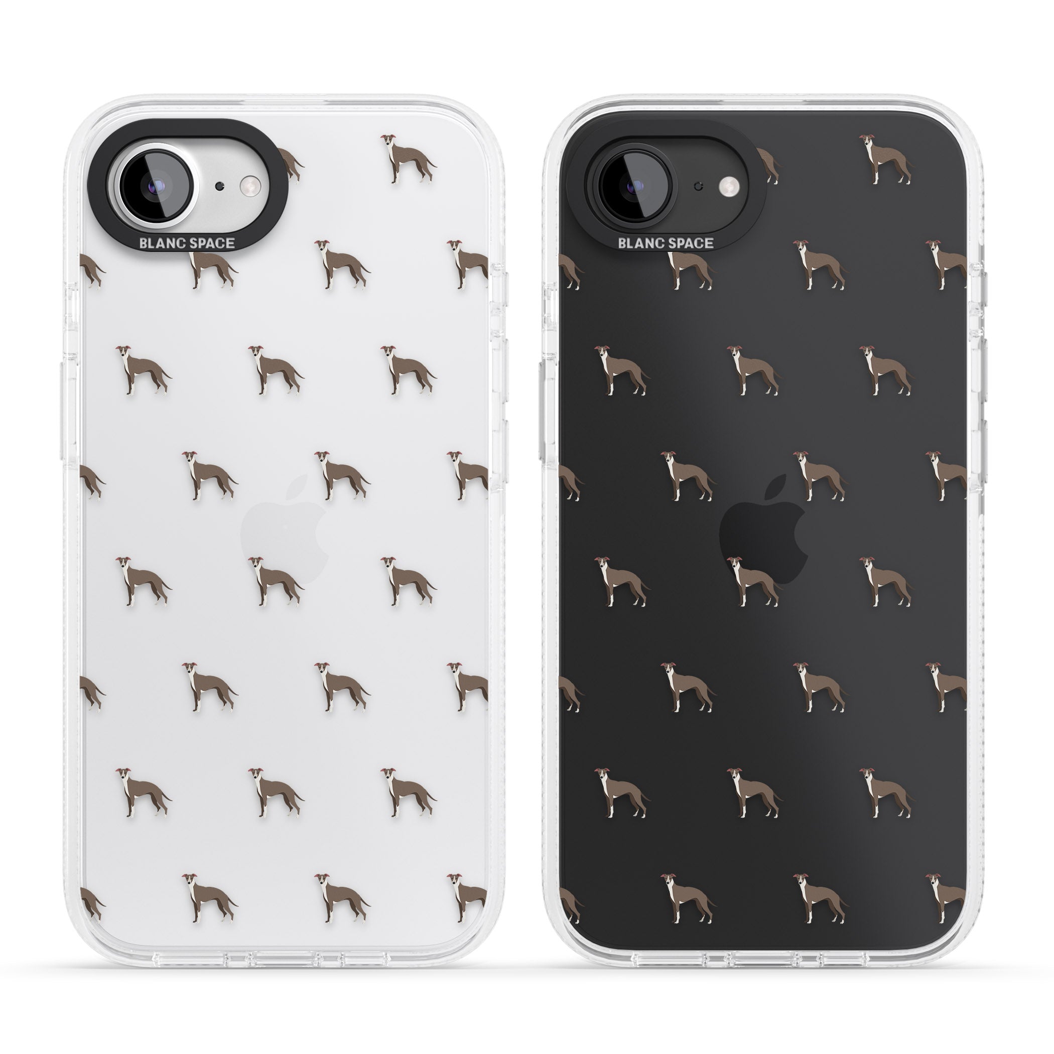 Whippet/Italian Greyhound Dog Pattern Clear iPhone 16e Clear Case Impact Air - Blanc Space