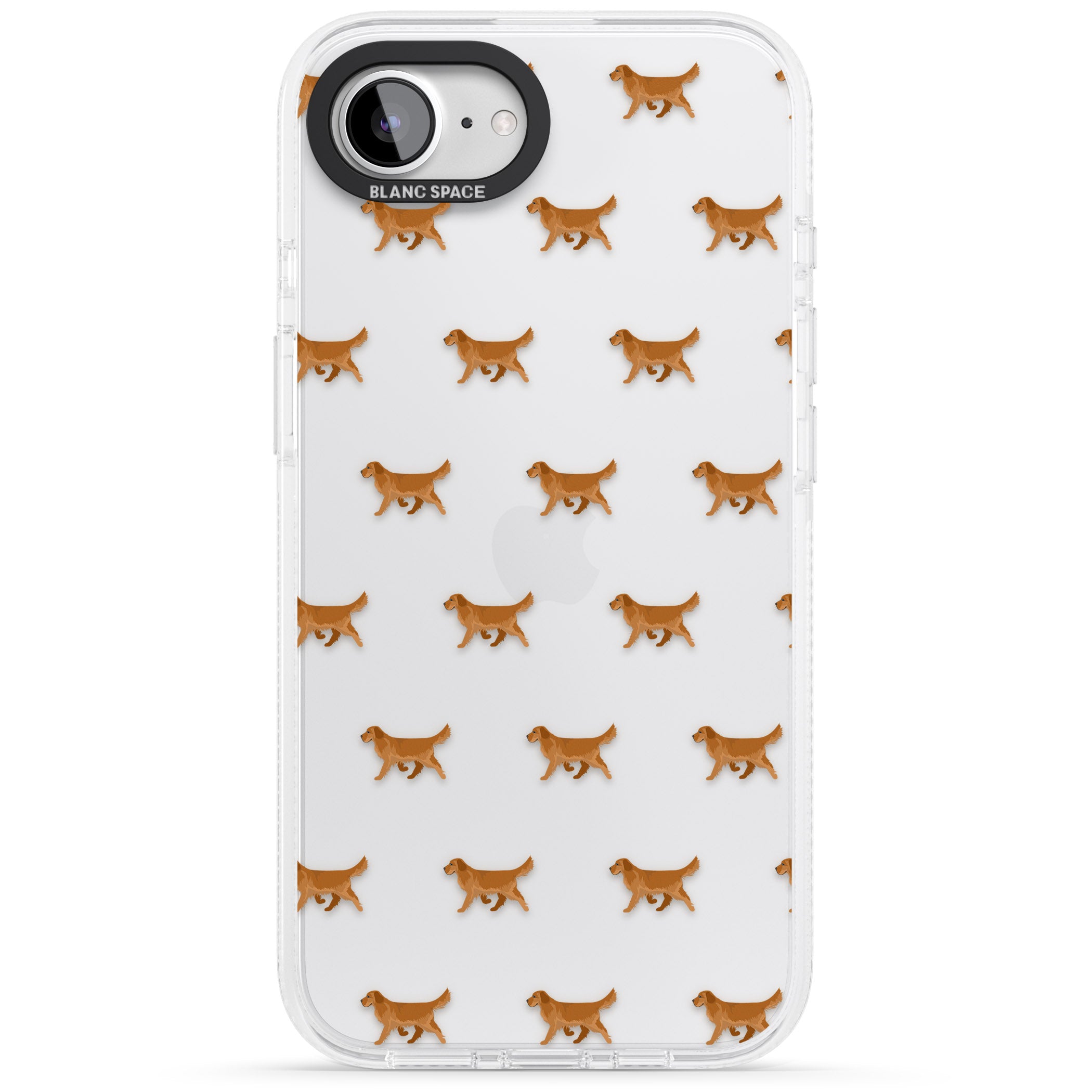 Golden Retriever Dog Pattern Clear iPhone 16e Clear Case Impact Air - Blanc Space