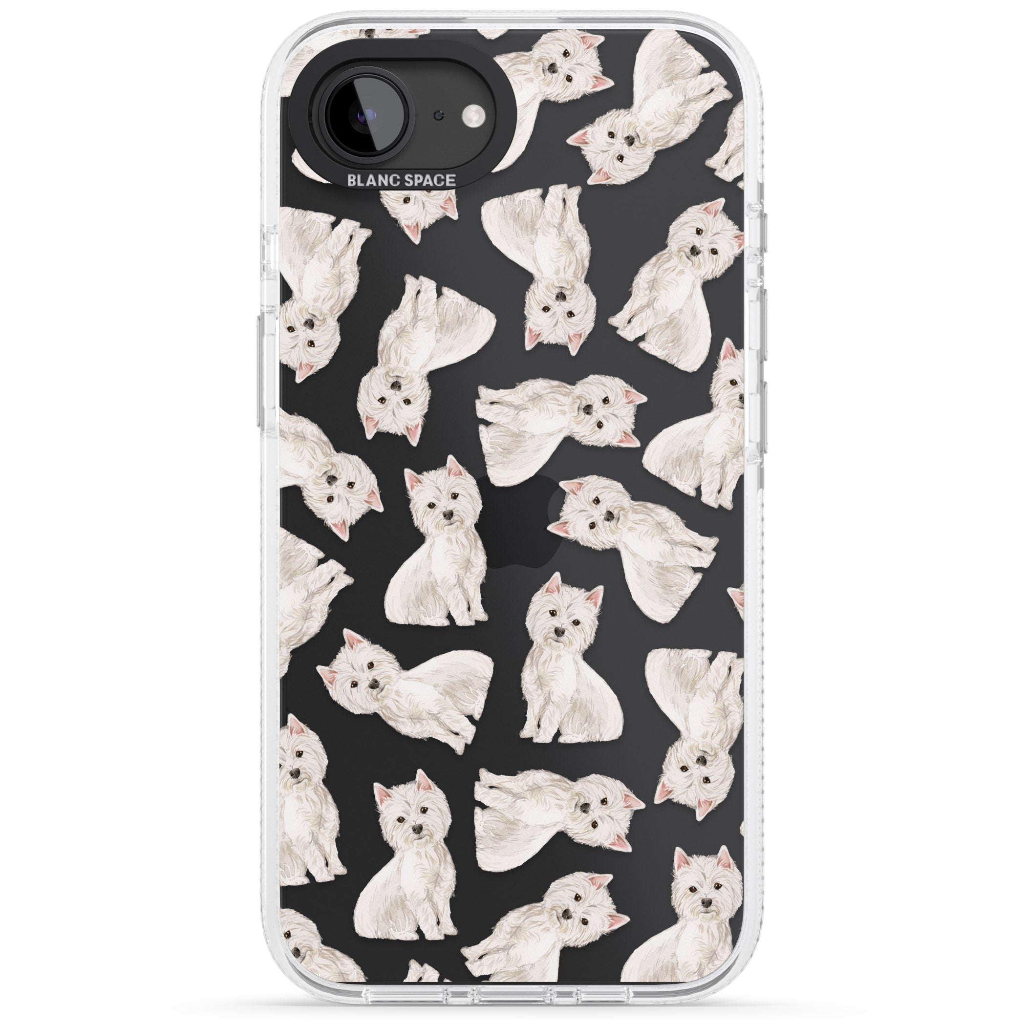 Westie Watercolour Dog Pattern iPhone 16e Clear Case Impact Air - Blanc Space