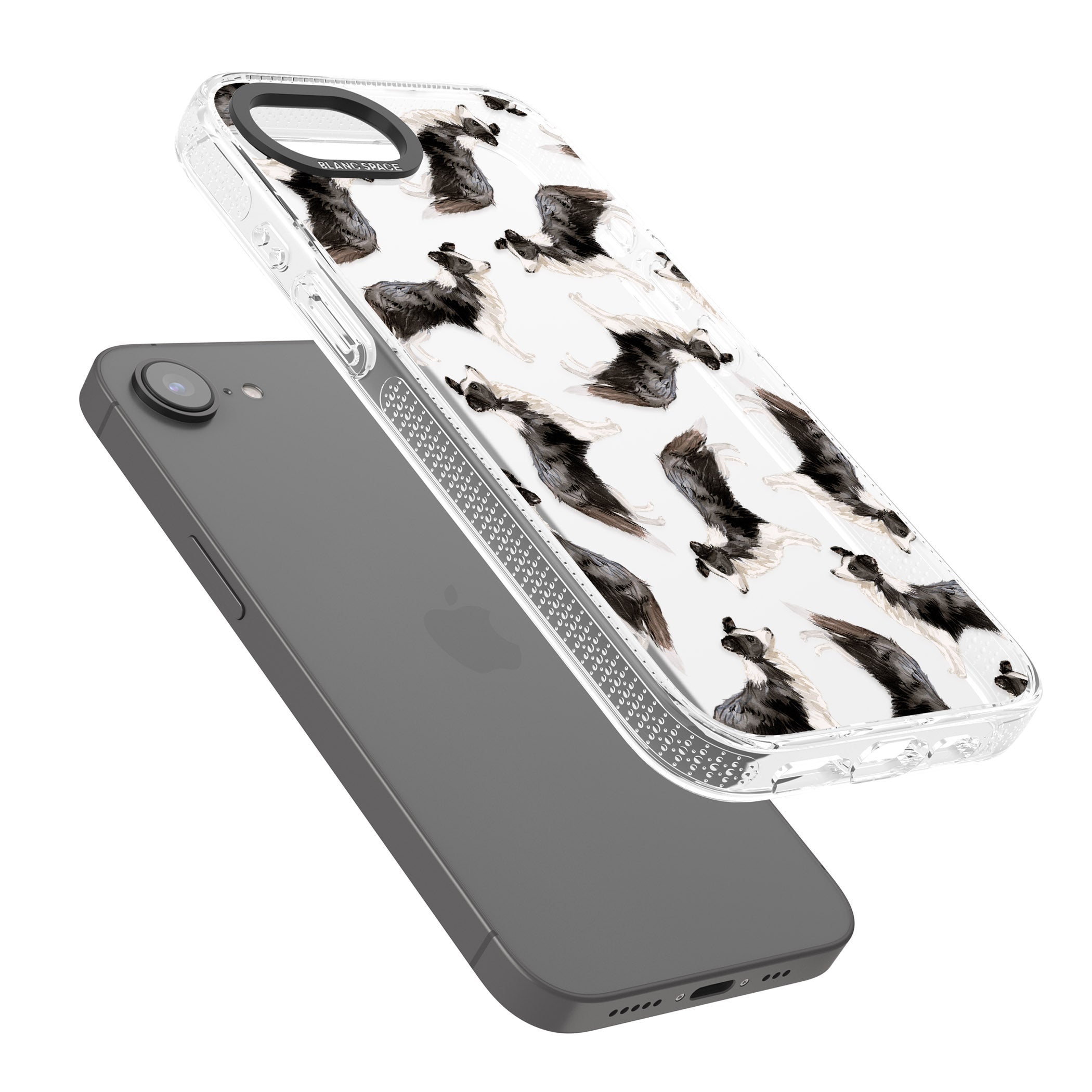 Border Collie Watercolour Dog Pattern iPhone 16e Clear Case Impact Air - Blanc Space
