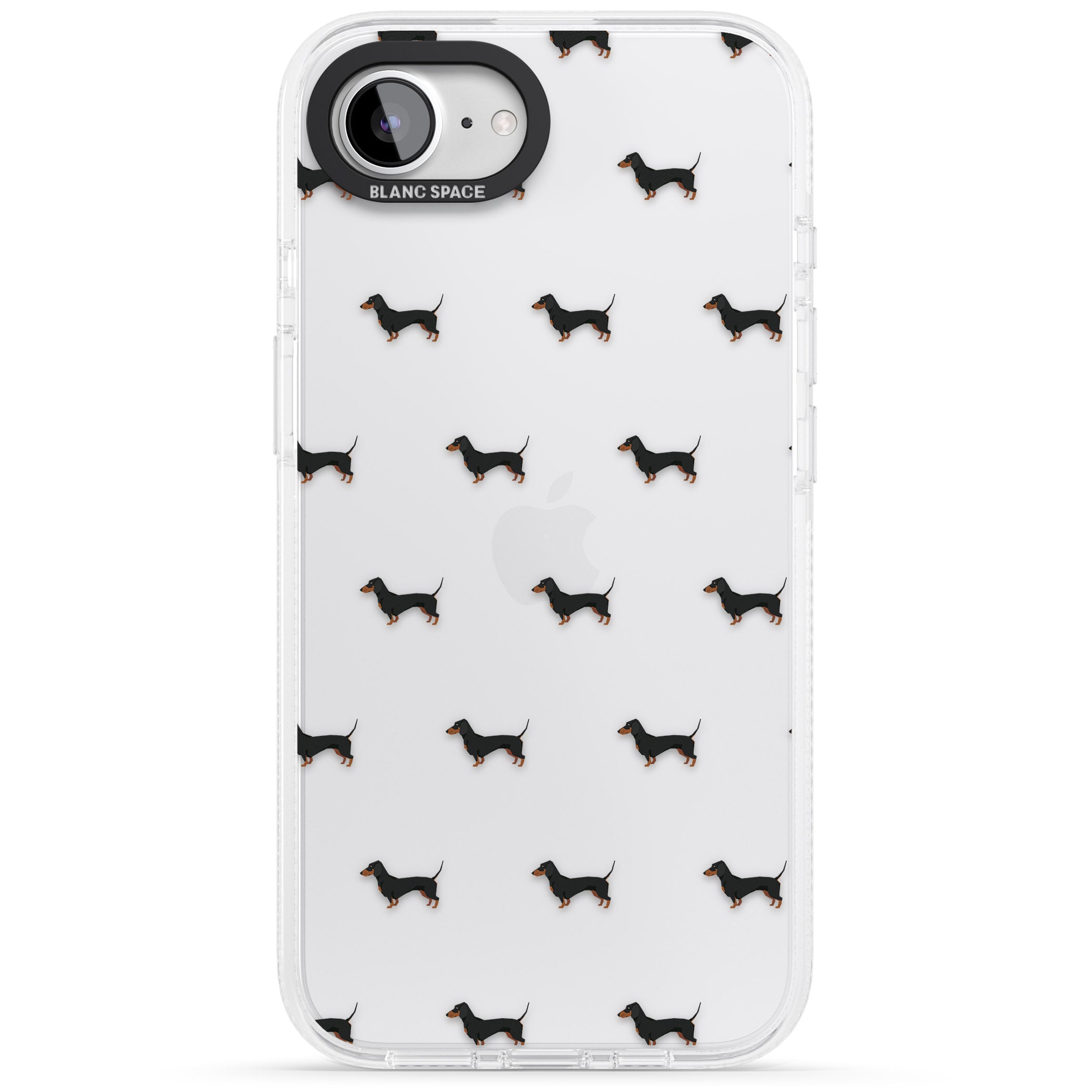 Dachshund Dog Pattern Clear iPhone 16e Clear Case Impact Air - Blanc Space