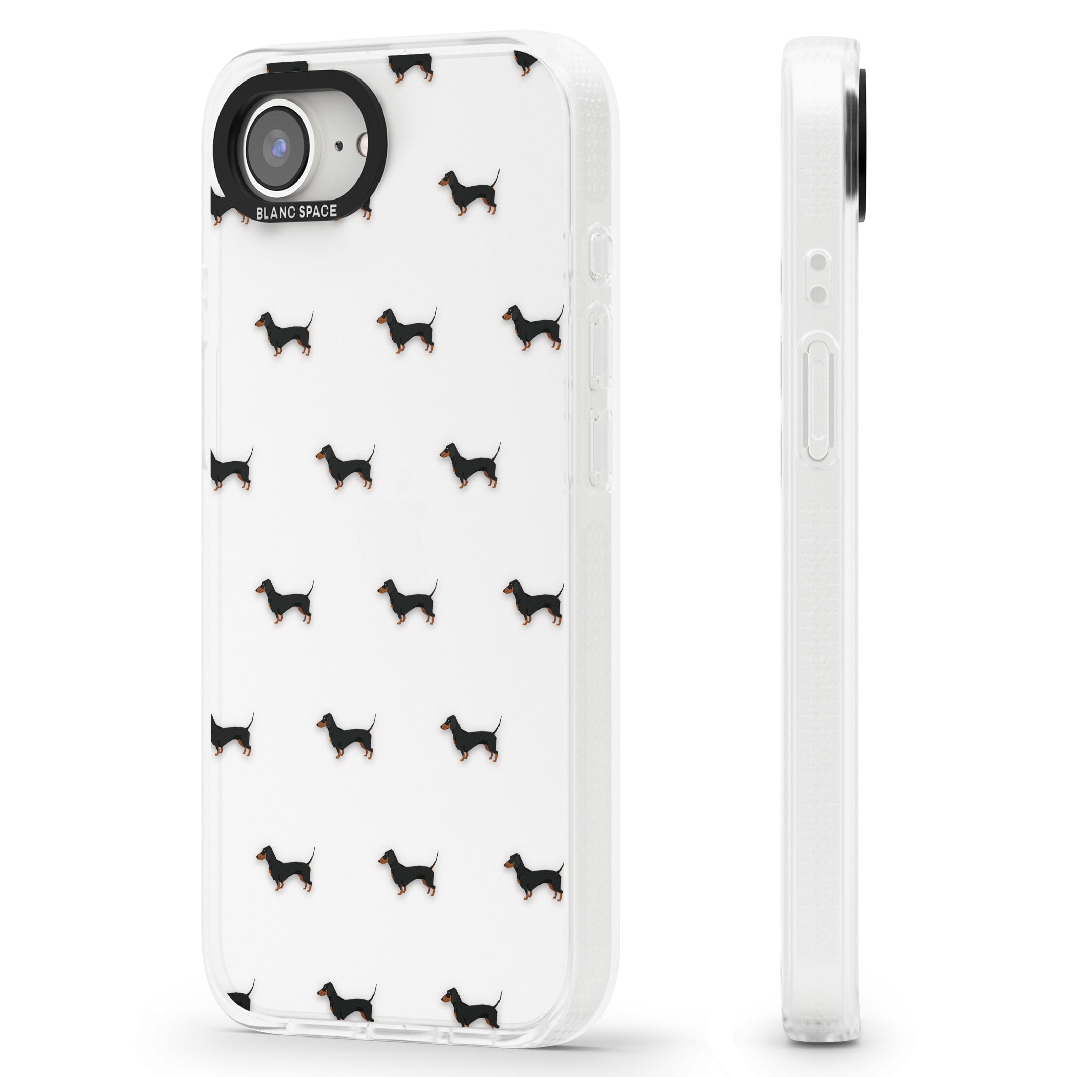 Dachshund Dog Pattern Clear iPhone 16e Clear Case Impact Air - Blanc Space