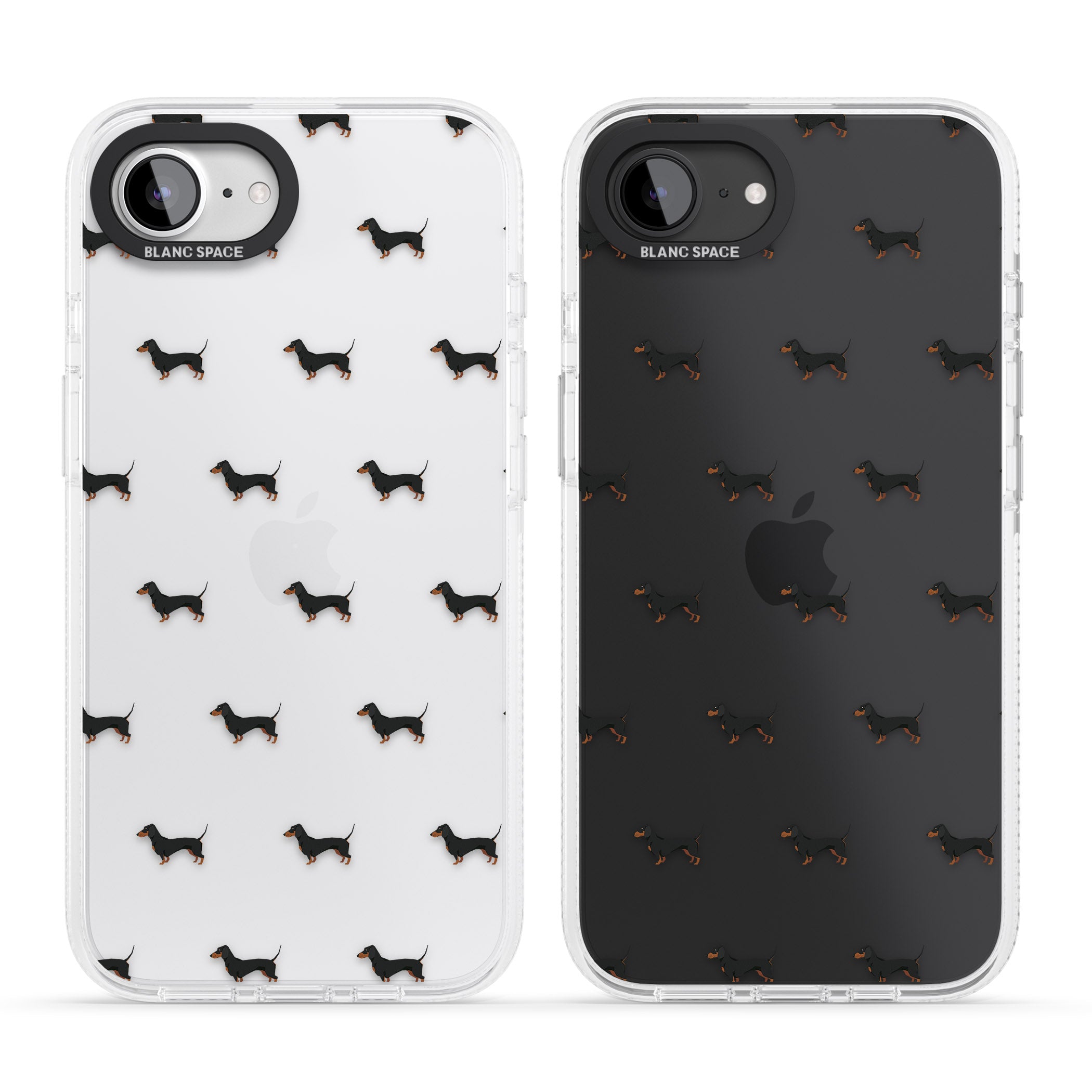 Dachshund Dog Pattern Clear iPhone 16e Clear Case Impact Air - Blanc Space
