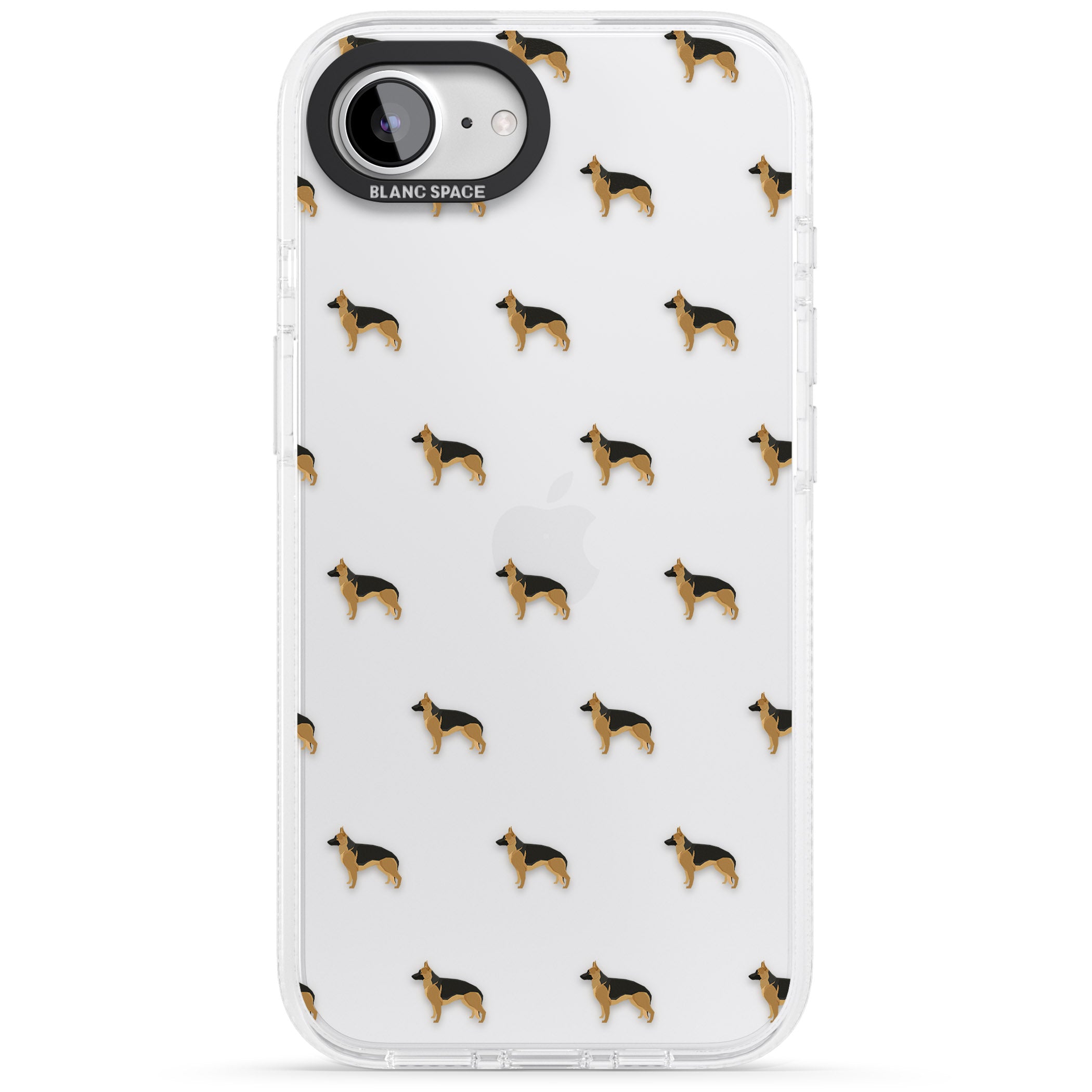 German Sherpard Dog Pattern Clear iPhone 16e Clear Case Impact Air - Blanc Space