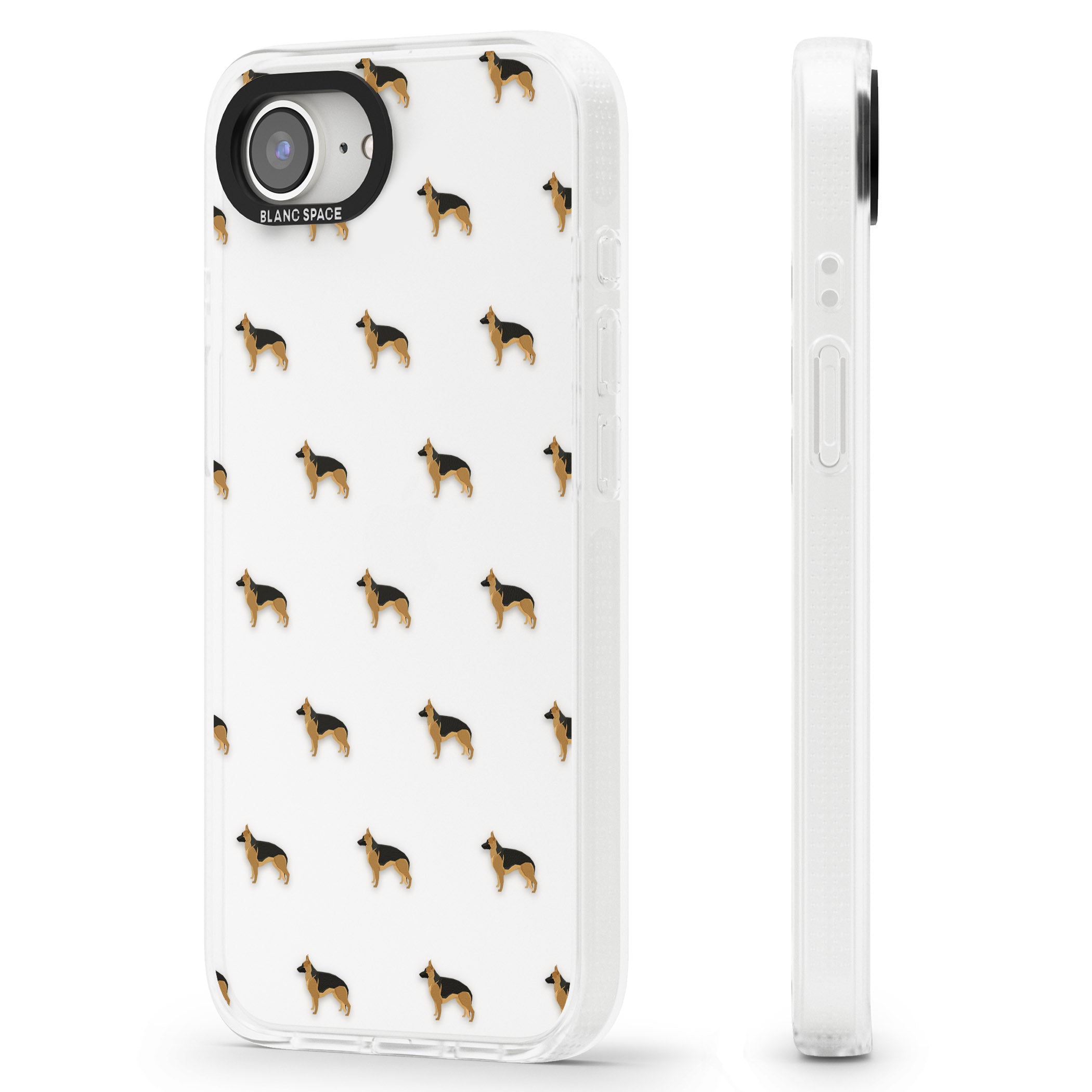 German Sherpard Dog Pattern Clear iPhone 16e Clear Case Impact Air - Blanc Space