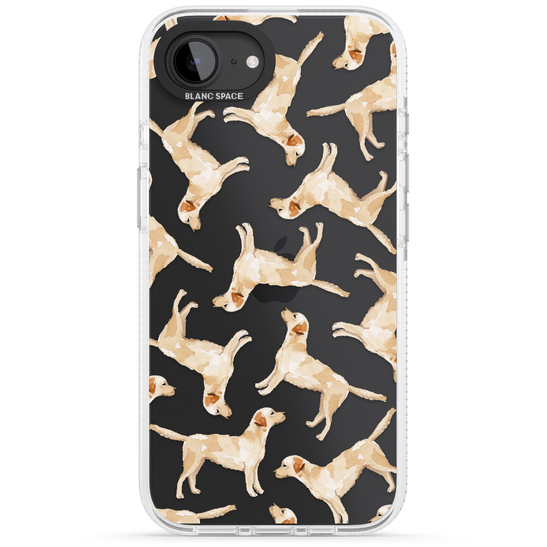 Yellow Labrador Watercolour Dog Pattern iPhone 16e Clear Case Impact Air - Blanc Space