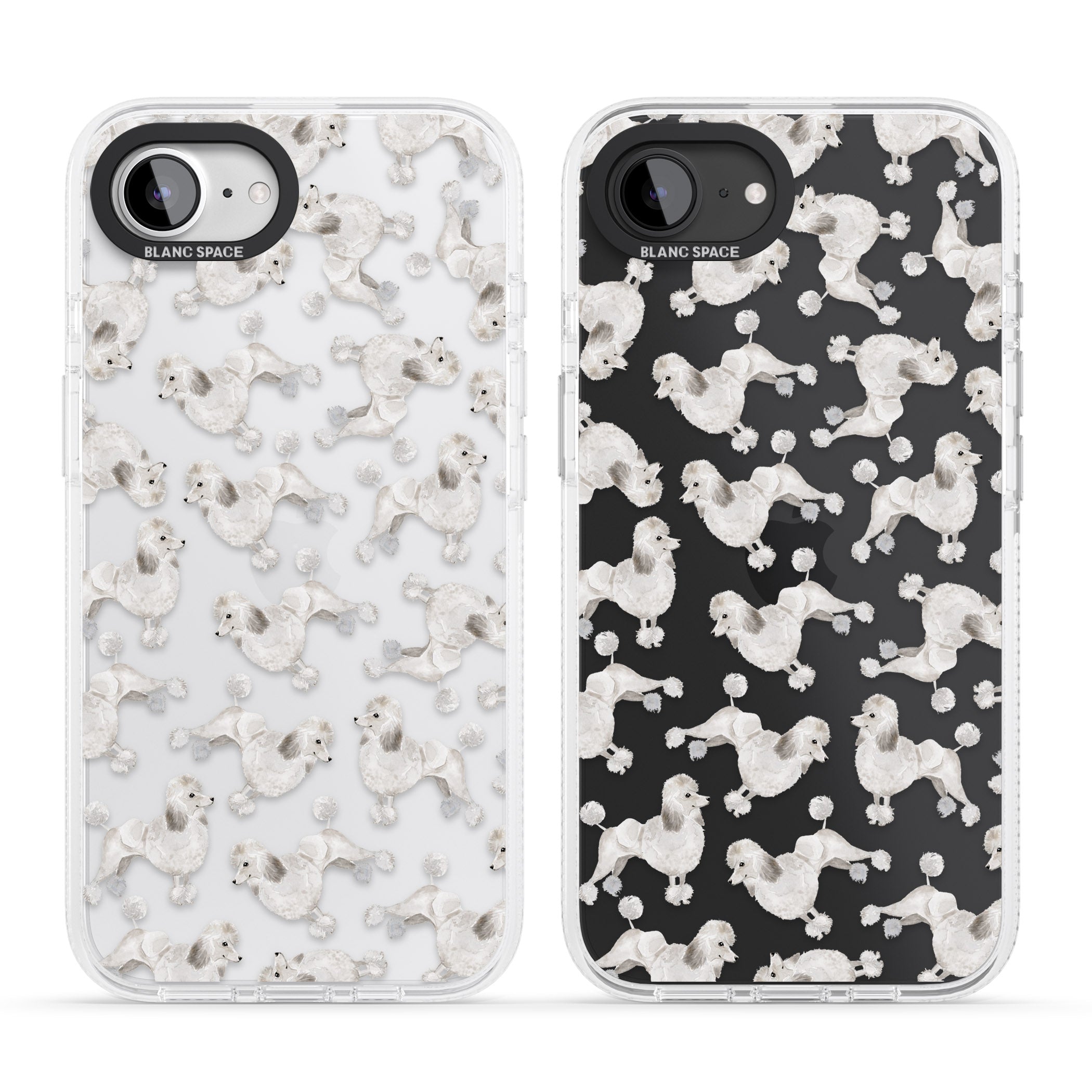 Poodle (White) Watercolour Dog Pattern iPhone 16e Clear Case Impact Air - Blanc Space