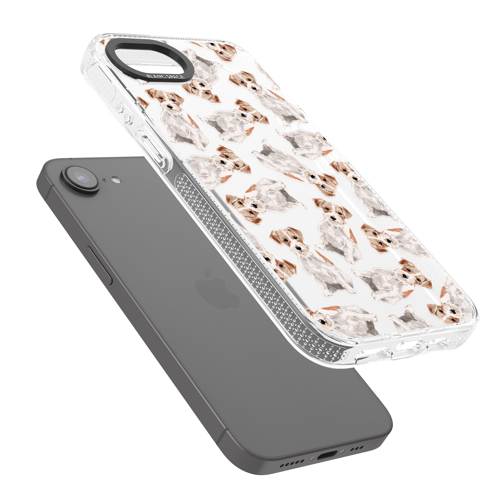 Wirehaired Jack Russell Watercolour Dog Pattern iPhone 16e Clear Case Impact Air - Blanc Space
