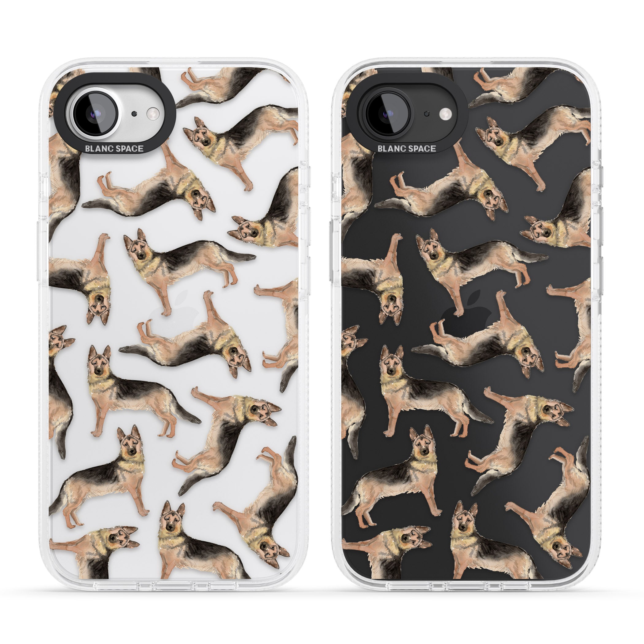 German Shepherd Watercolour Dog Pattern iPhone 16e Clear Case Impact Air - Blanc Space