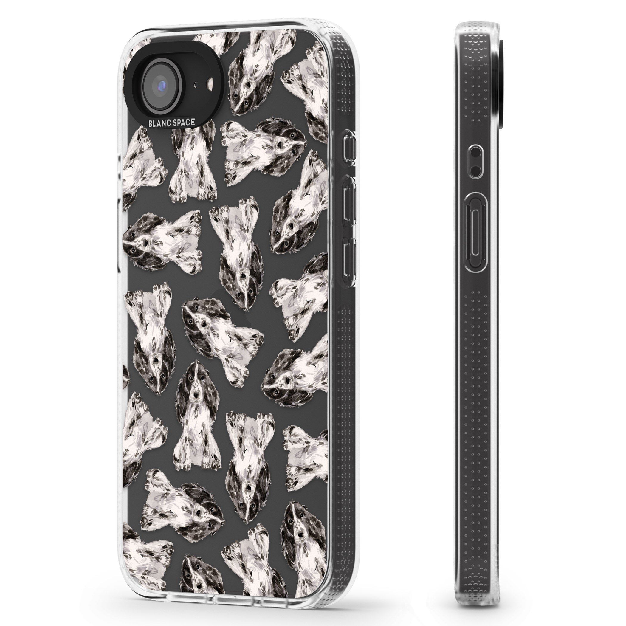 Cocker Spaniel (Black) Watercolour Dog Pattern iPhone 16e Clear Case Impact Air - Blanc Space