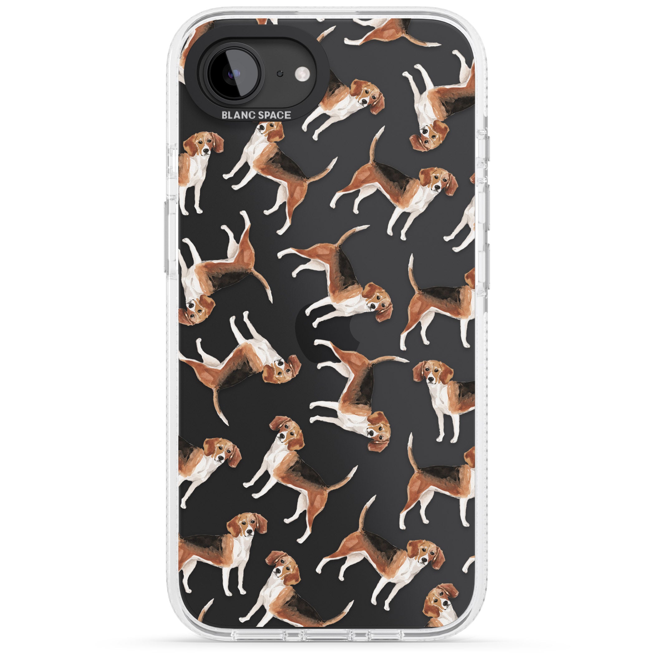 Beagle Watercolour Dog Pattern iPhone 16e Clear Case Impact Air - Blanc Space
