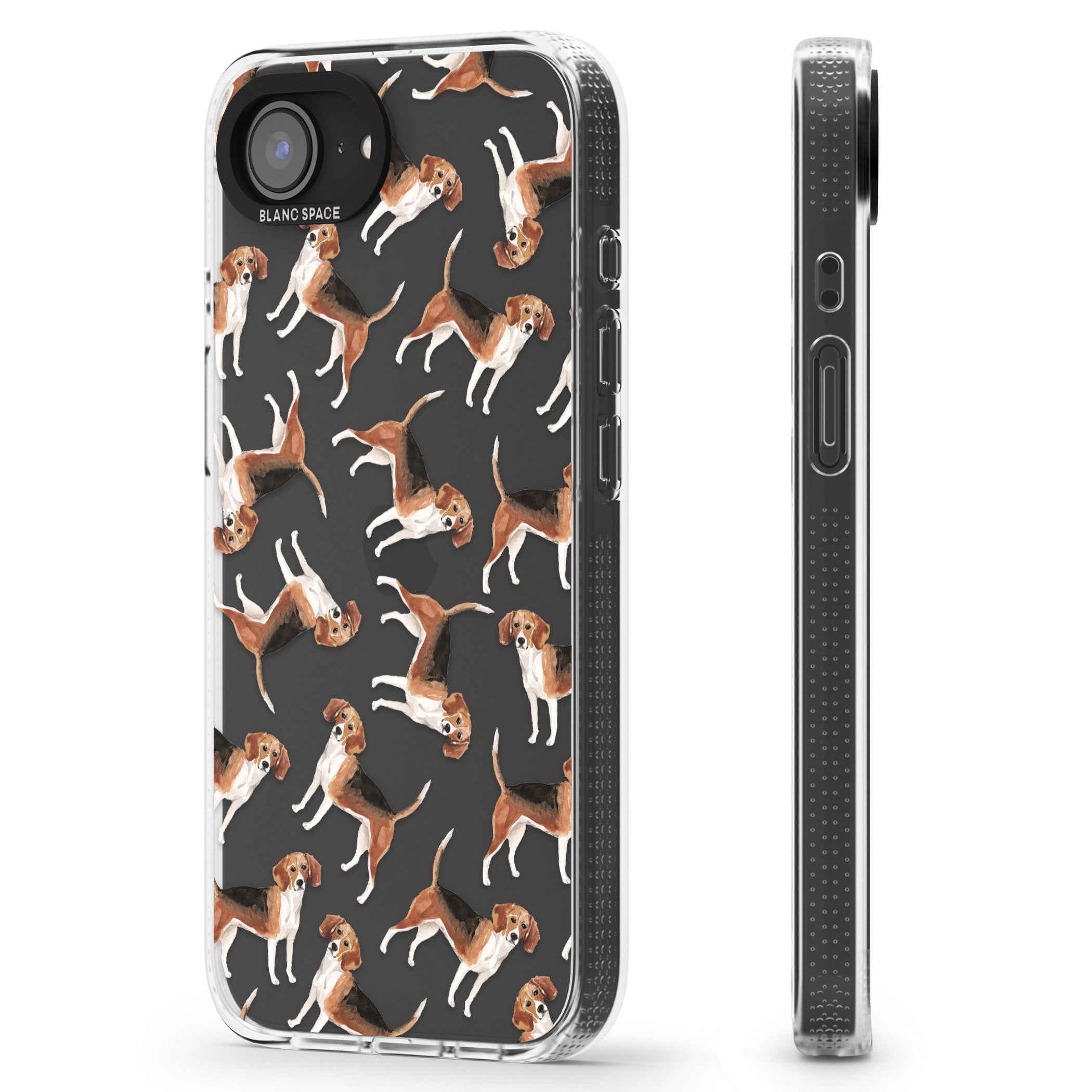 Beagle Watercolour Dog Pattern iPhone 16e Clear Case Impact Air - Blanc Space