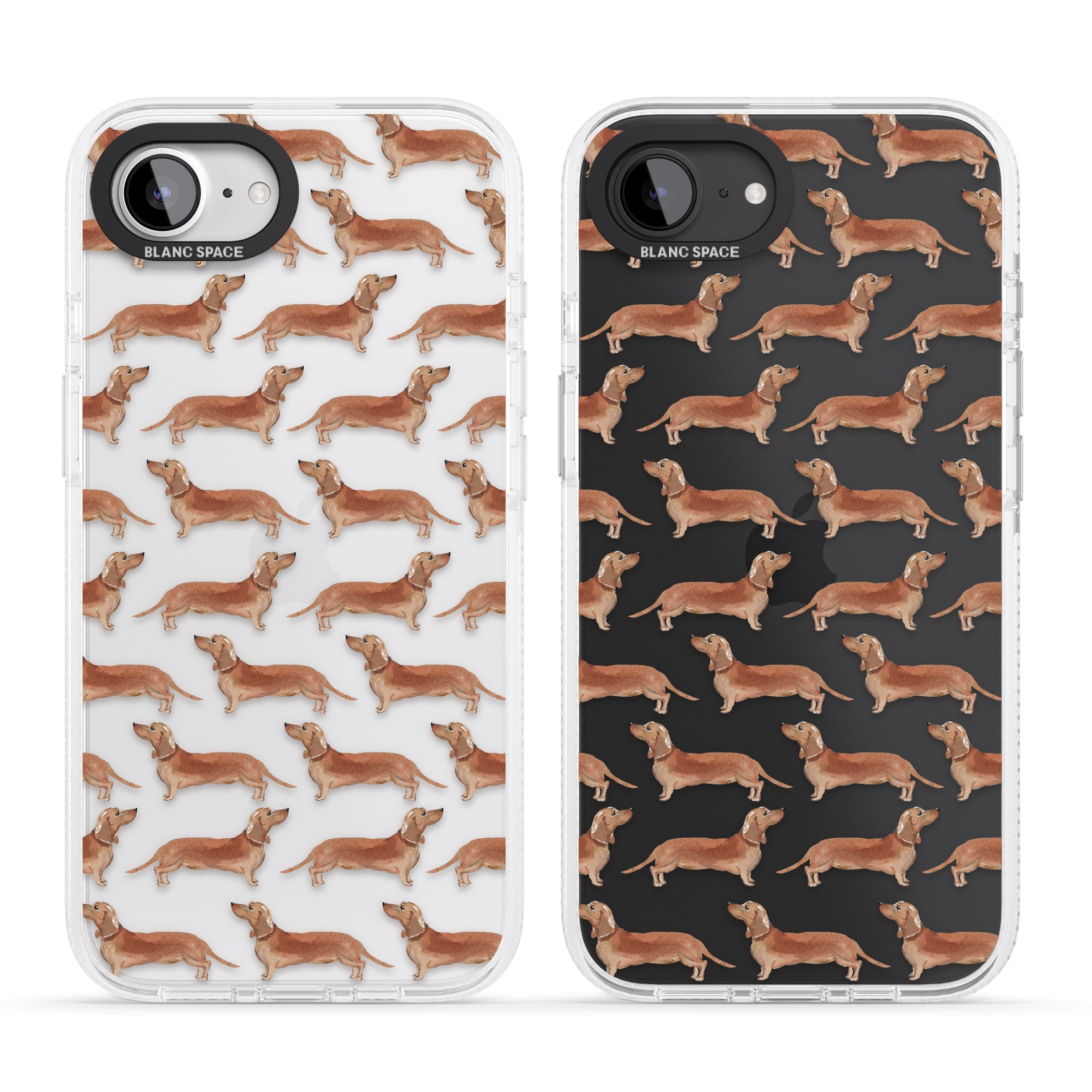 Dachshund (Red) Watercolour Dog Pattern iPhone 16e Clear Case Impact Air - Blanc Space