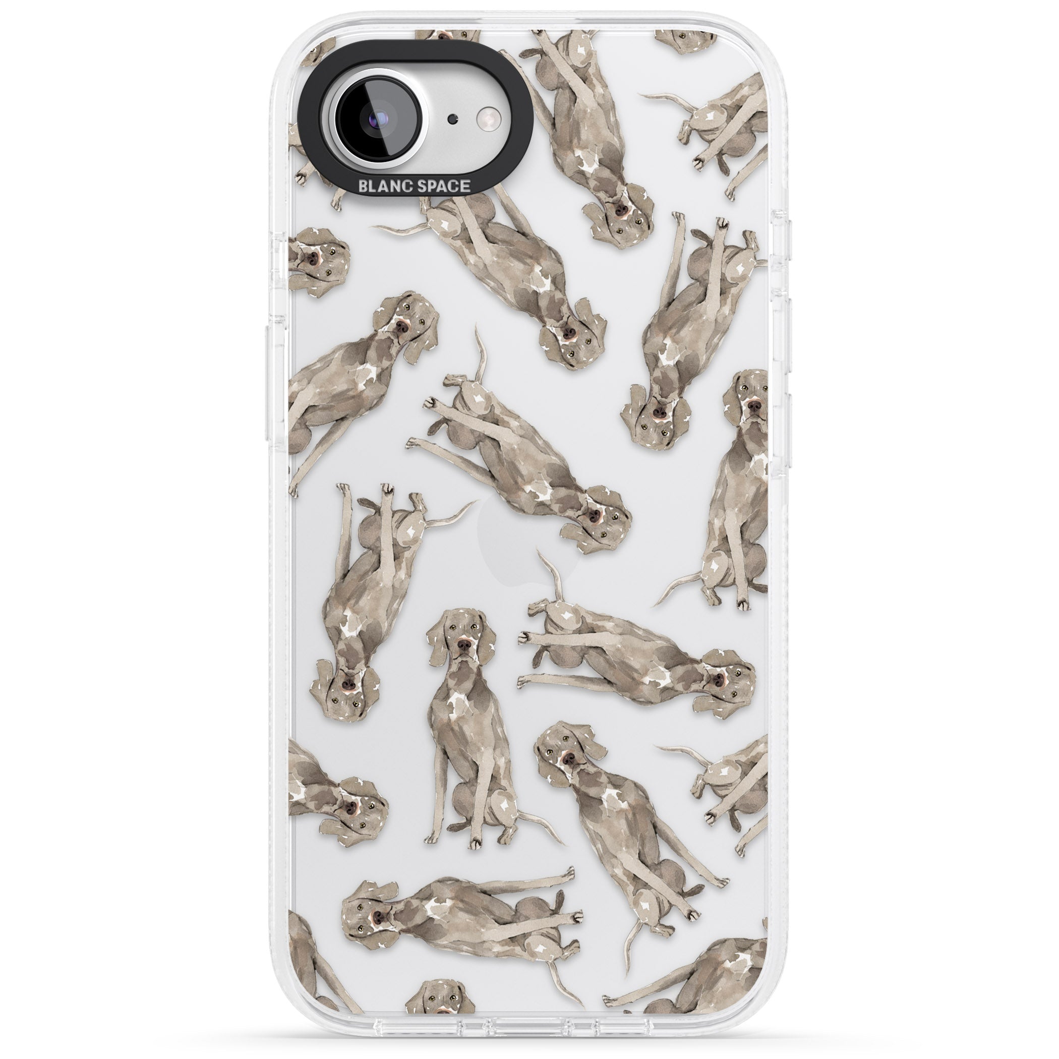 Weimaraner Watercolour Dog Pattern iPhone 16e Clear Case Impact Air - Blanc Space
