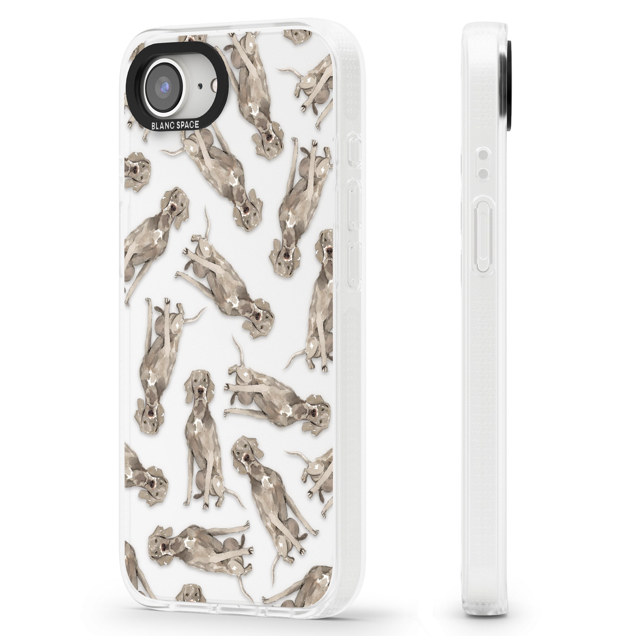 Weimaraner Watercolour Dog Pattern iPhone 16e Clear Case Impact Air - Blanc Space