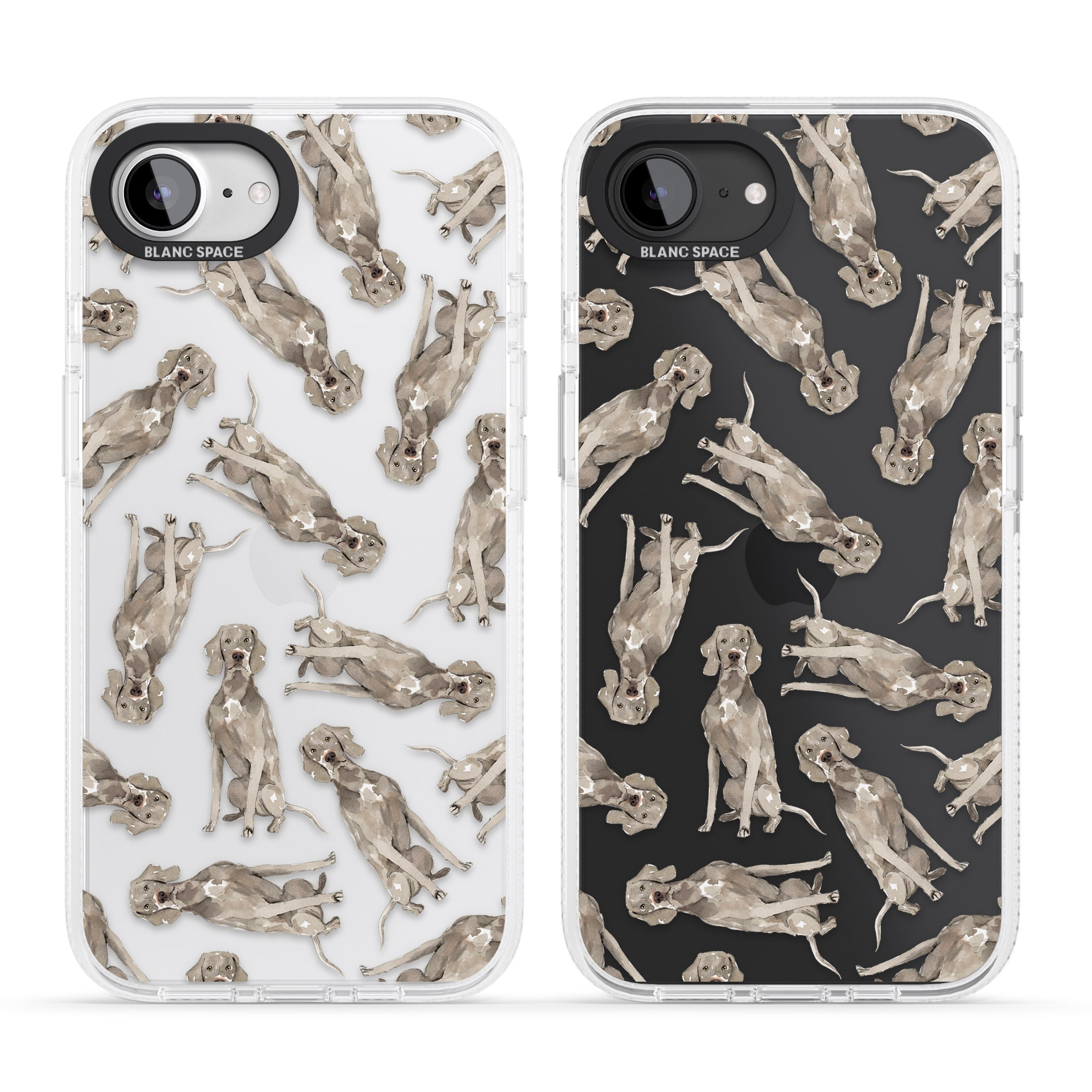 Weimaraner Watercolour Dog Pattern iPhone 16e Clear Case Impact Air - Blanc Space