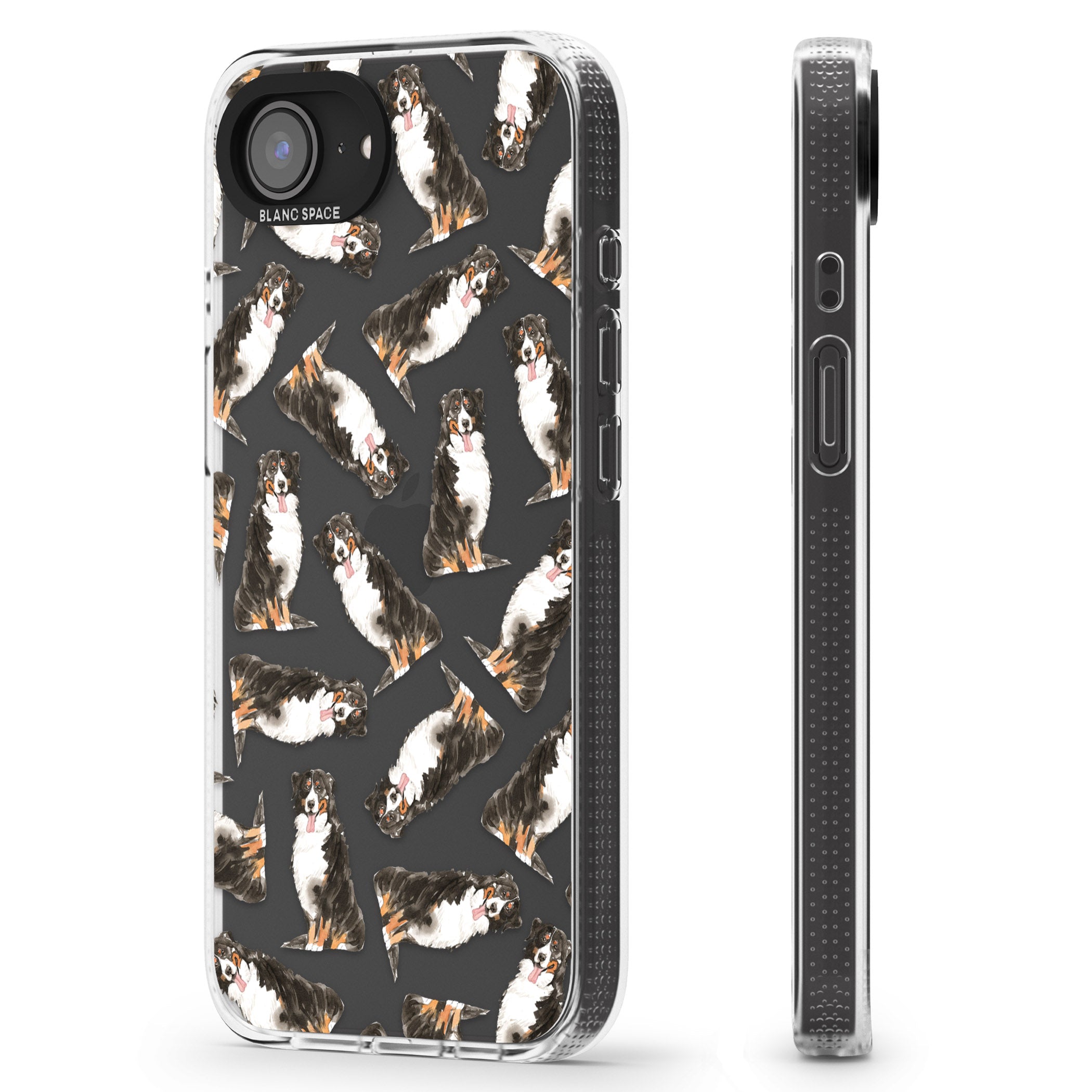 Bernese Mountain Dog Watercolour Dog Pattern iPhone 16e Clear Case Impact Air - Blanc Space