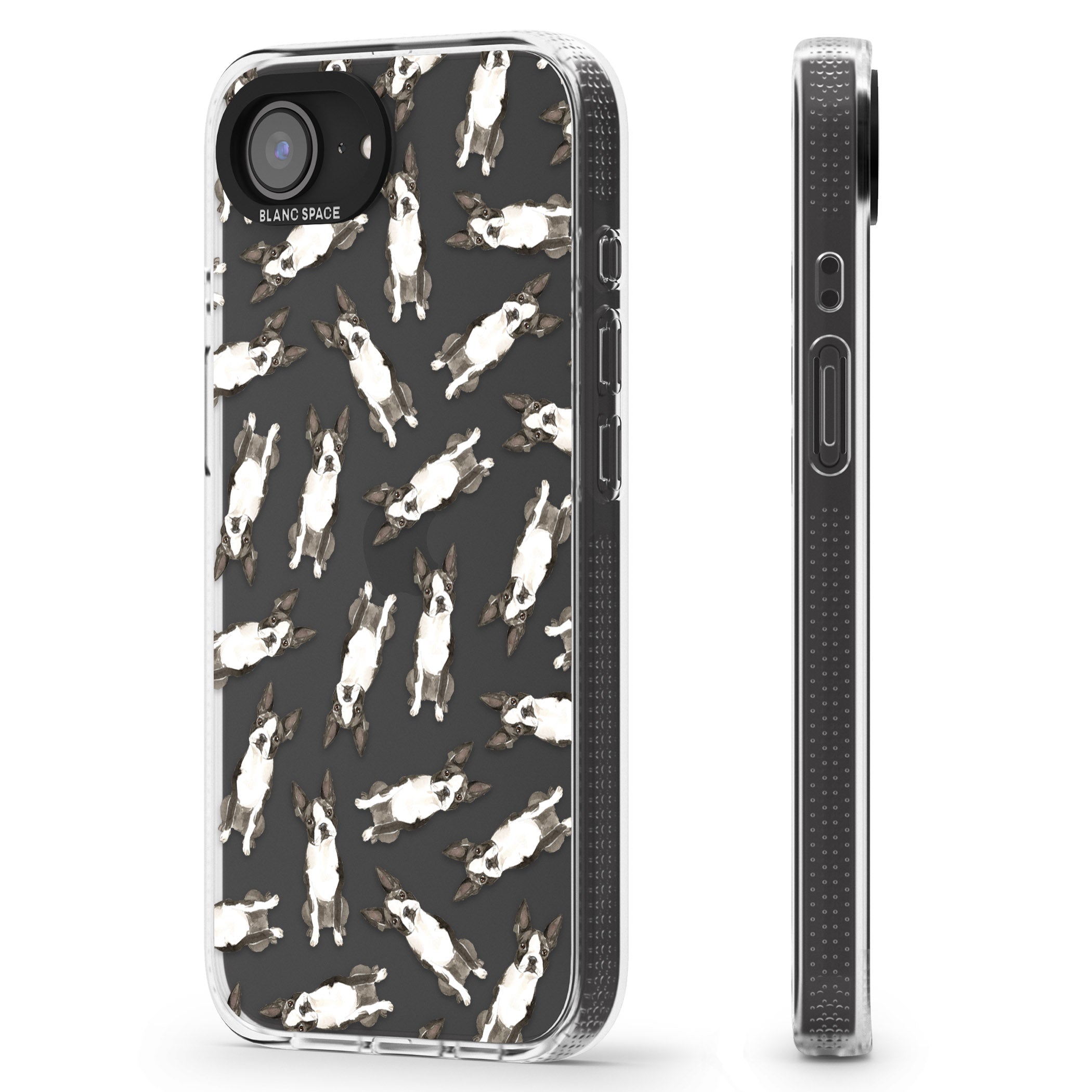 Boston Terrier Watercolour Dog Pattern iPhone 16e Clear Case Impact Air - Blanc Space