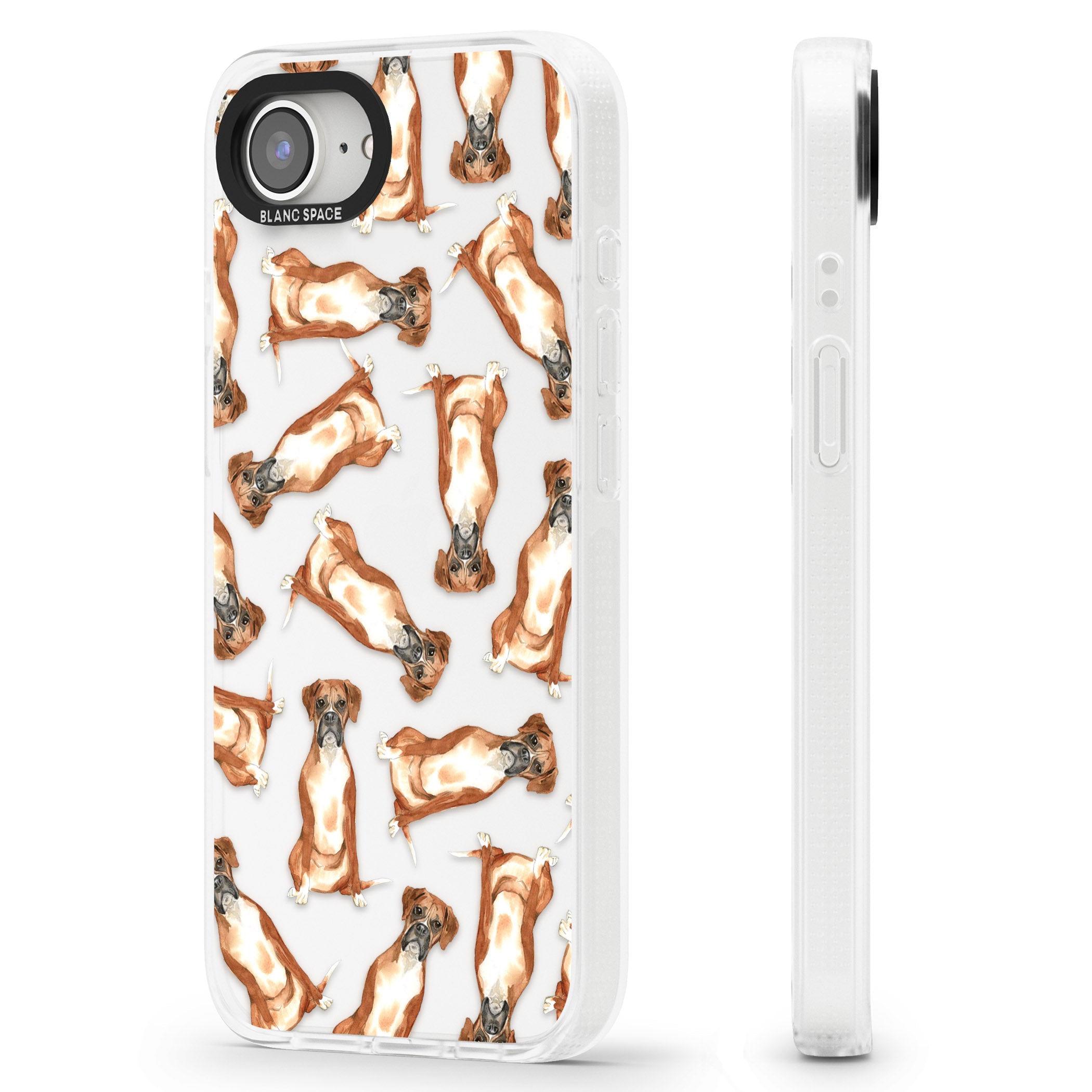 Boxer Watercolour Dog Pattern iPhone 16e Clear Case Impact Air - Blanc Space