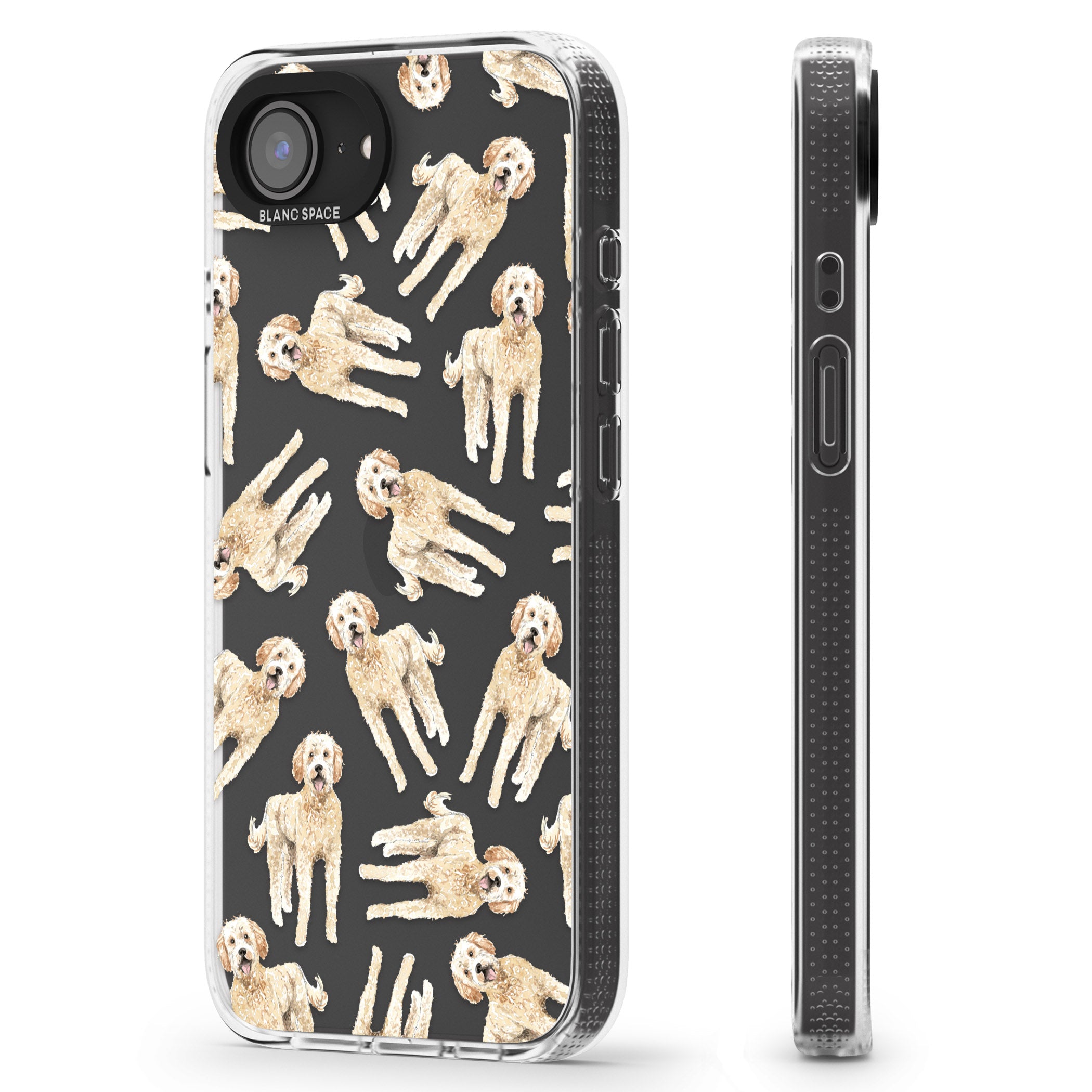 Goldendoodle Watercolour Dog Pattern iPhone 16e Clear Case Impact Air - Blanc Space