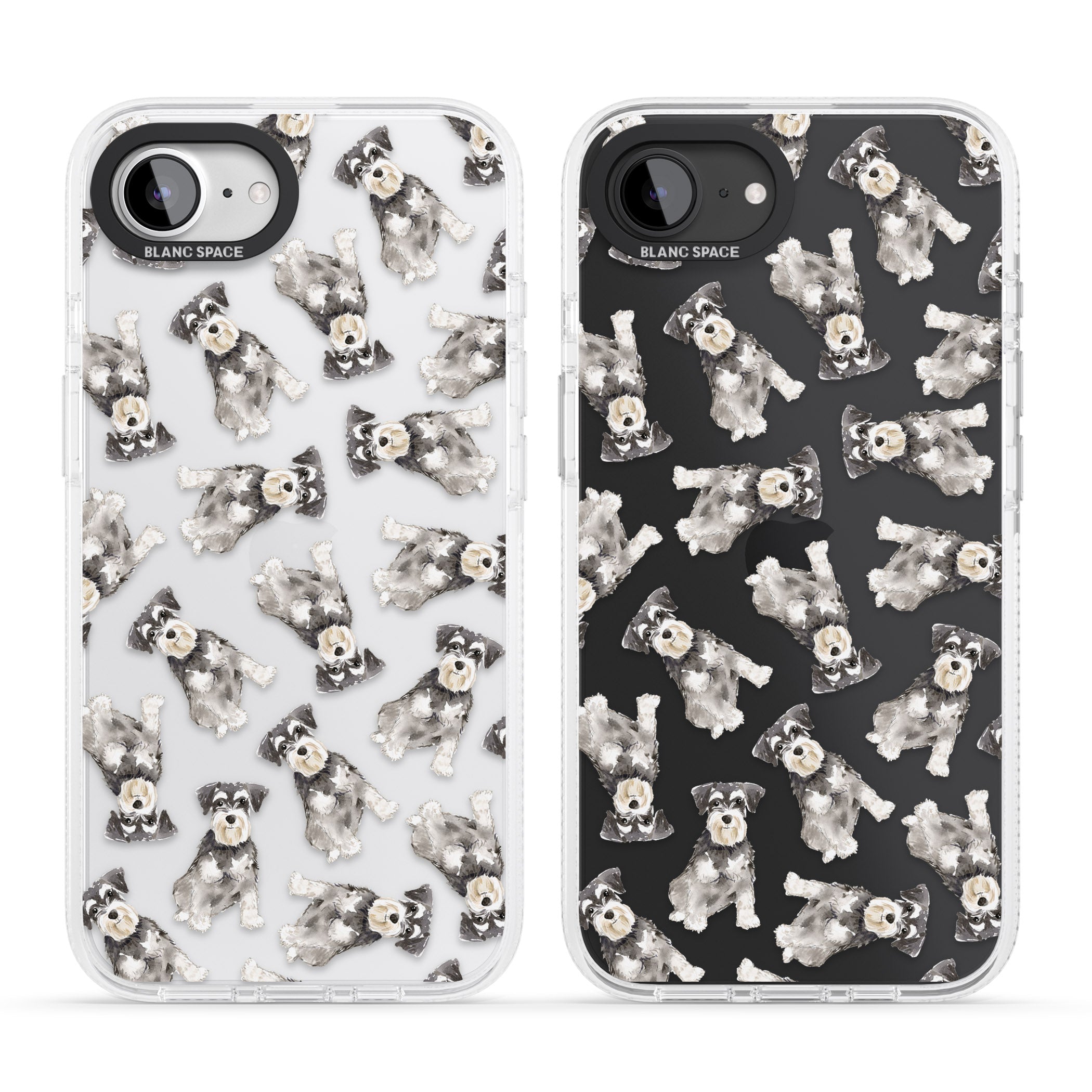 Miniature Schnauzer Watercolour Dog Pattern iPhone 16e Clear Case Impact Air - Blanc Space