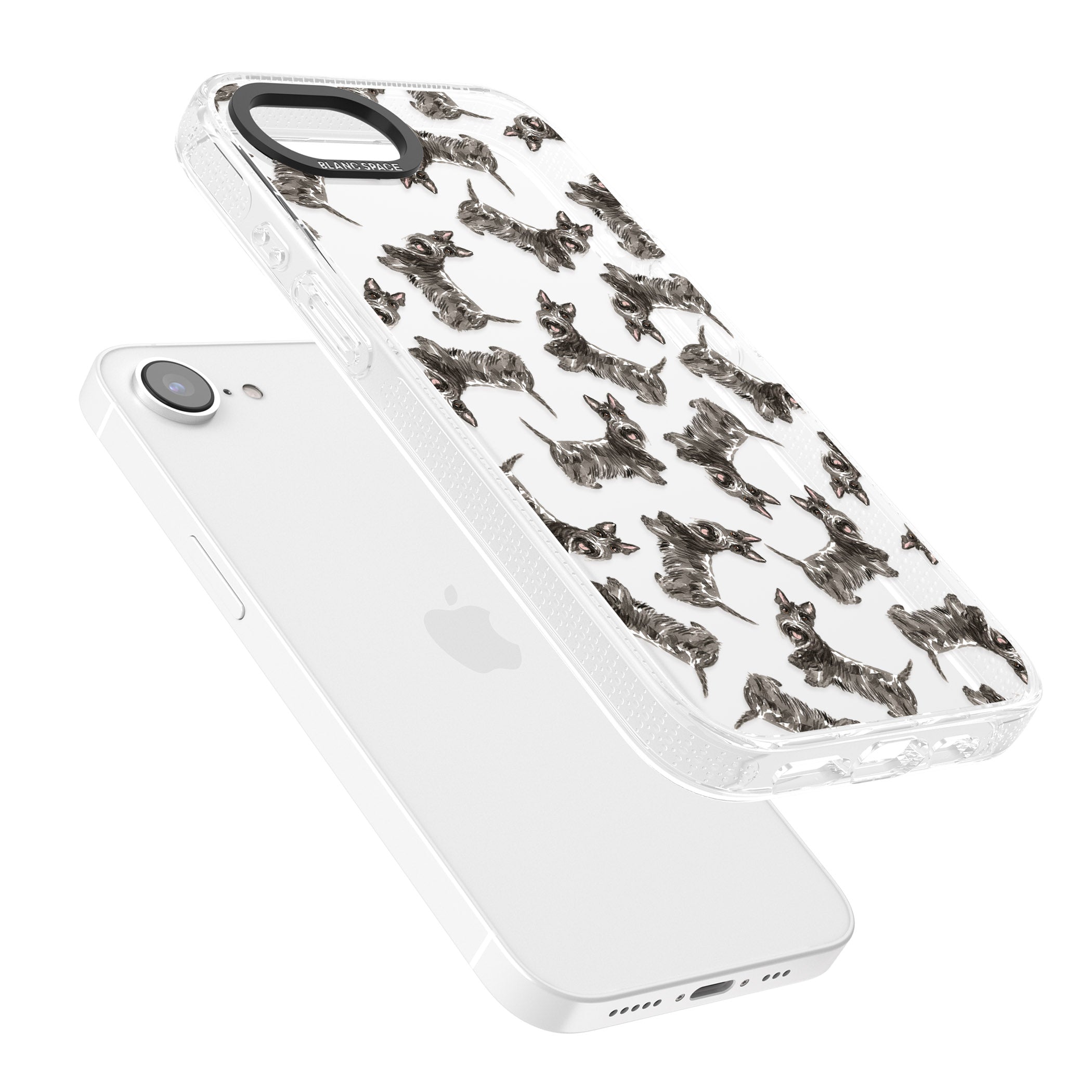 Scottish Terrier Watercolour Dog Pattern iPhone 16e Clear Case Impact Air - Blanc Space