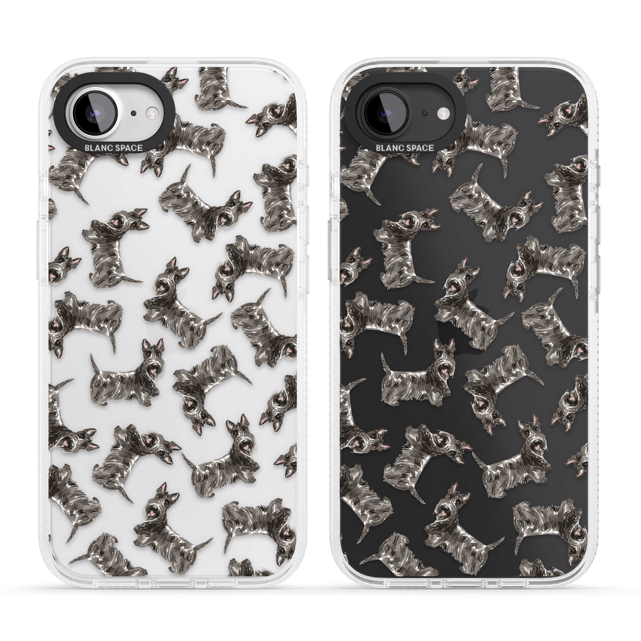 Scottish Terrier Watercolour Dog Pattern iPhone 16e Clear Case Impact Air - Blanc Space