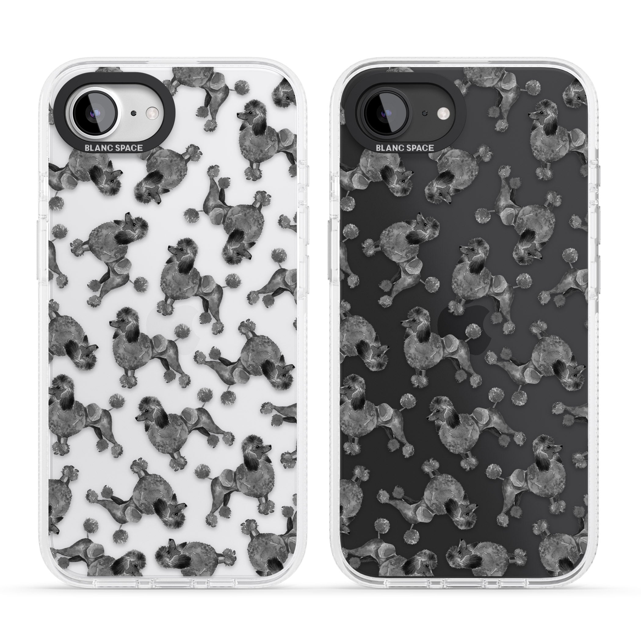 Poodle (Black) Watercolour Dog Pattern iPhone 16e Clear Case Impact Air - Blanc Space