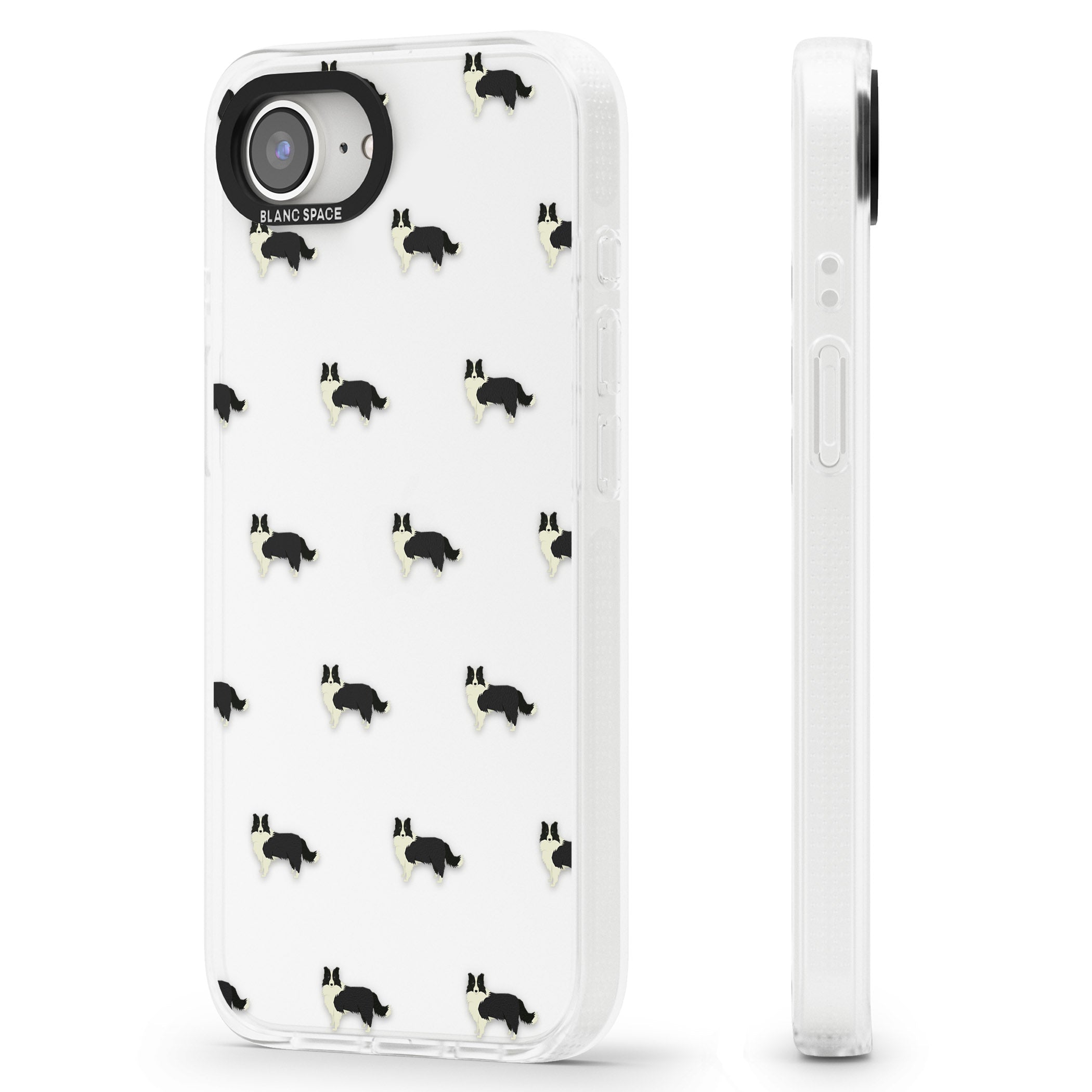 Border Collie Dog Pattern Clear iPhone 16e Clear Case Impact Air - Blanc Space