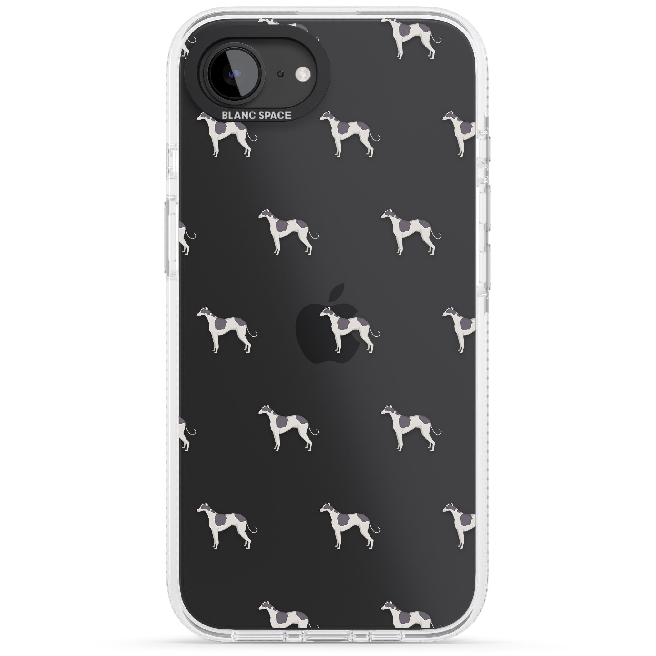 Greyhound Dog Pattern Clear iPhone 16e Clear Case Impact Air - Blanc Space