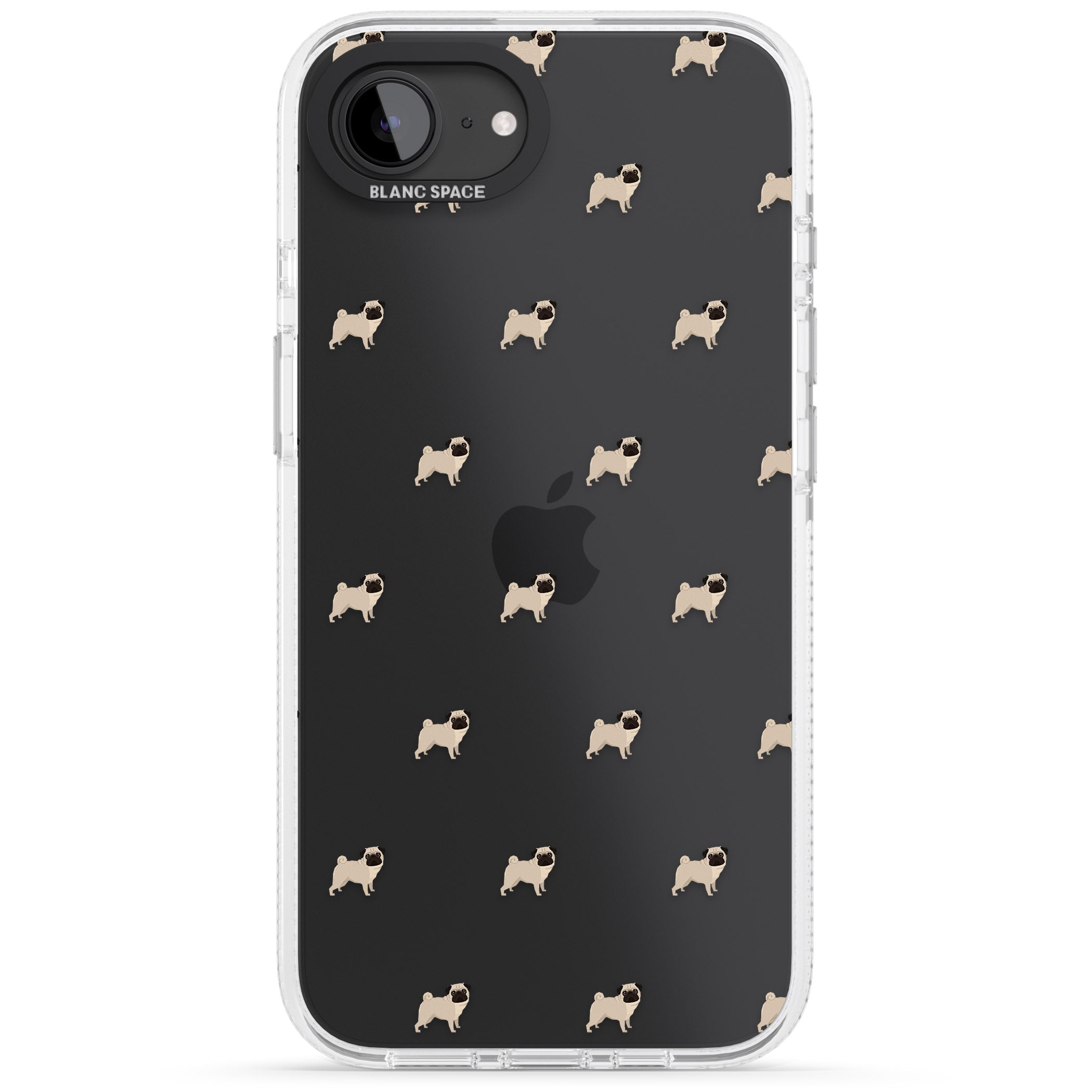 Pug Dog Pattern Clear iPhone 16e Clear Case Impact Air - Blanc Space