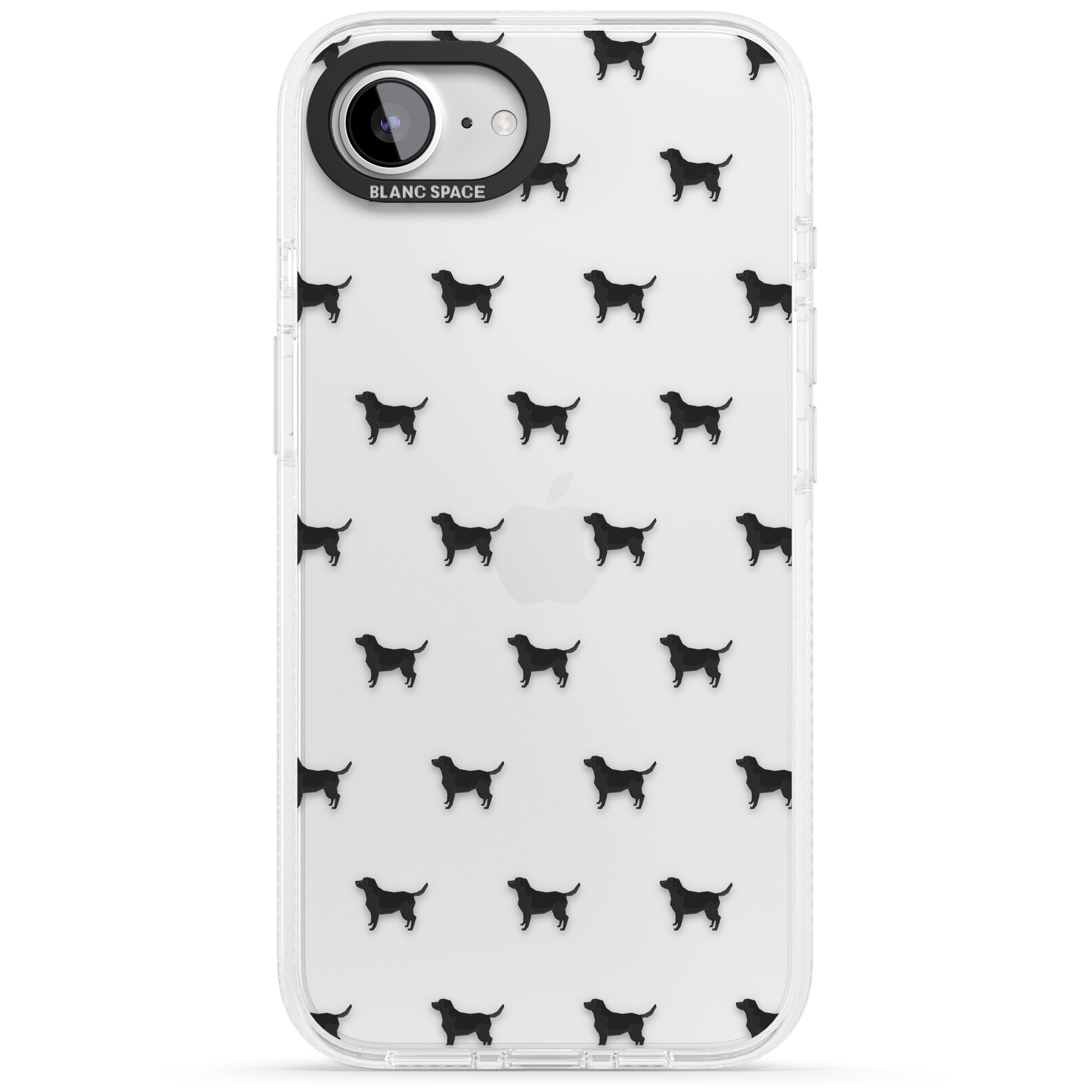 Black Labrador Dog Pattern Clear iPhone 16e Clear Case Impact Air - Blanc Space