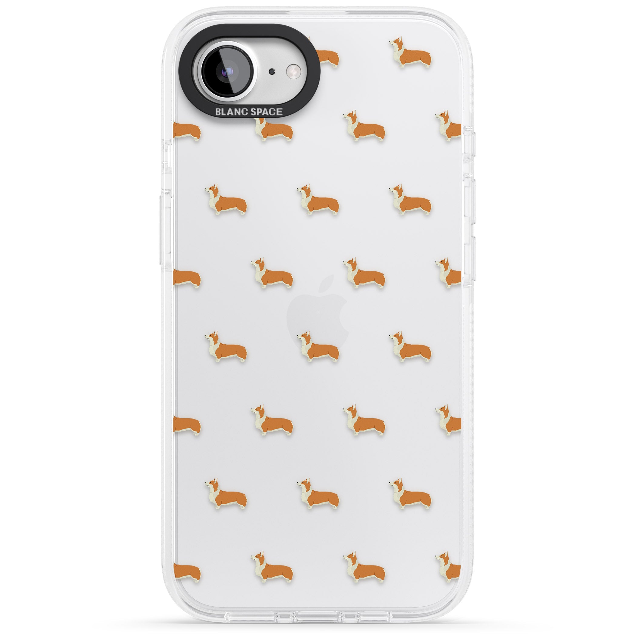 Pembroke Welsh Corgi Dog Pattern Clear iPhone 16e Clear Case Impact Air - Blanc Space