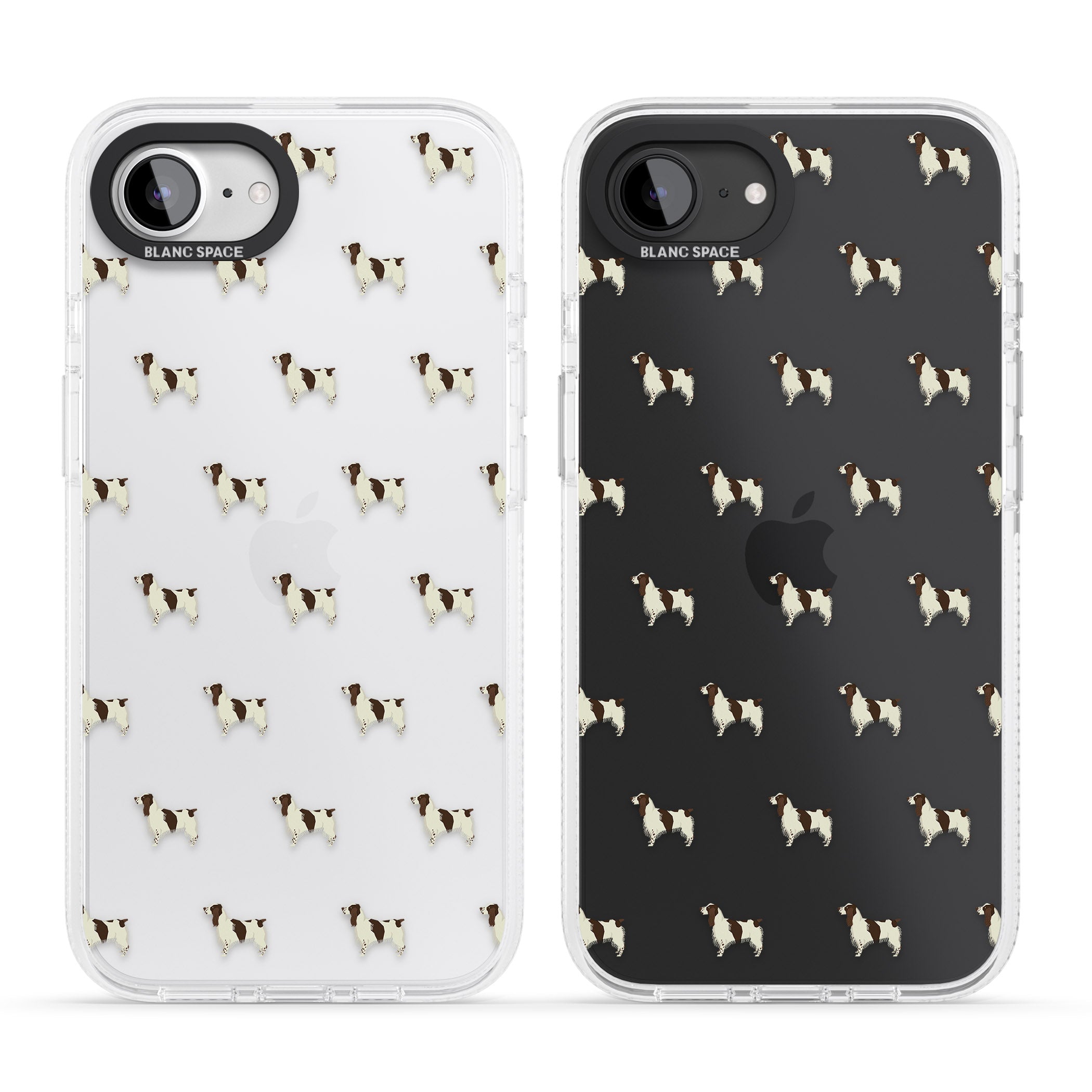 English Springer Spaniel Dog Pattern Clear iPhone 16e Clear Case Impact Air - Blanc Space