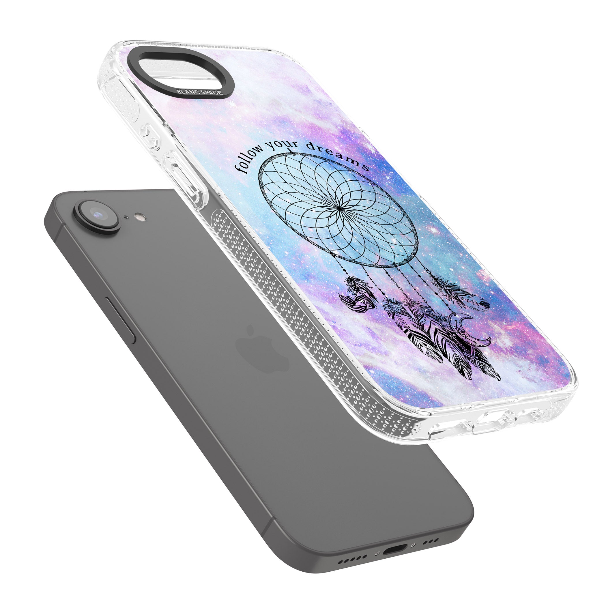 Simple Galaxy Pattern Dreamcatcher iPhone 16e Clear Case Impact Air - Blanc Space
