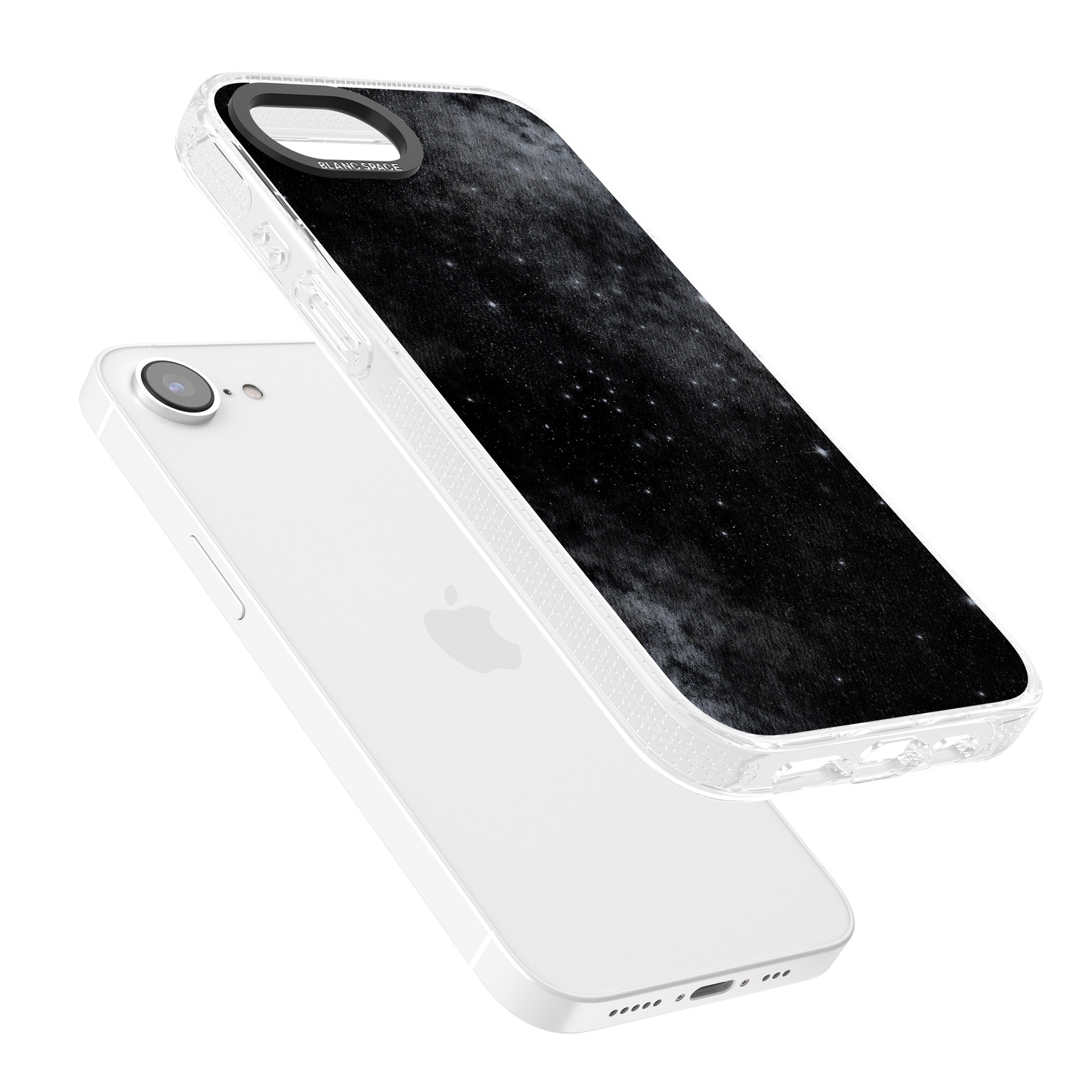 Night Sky Galaxies: Shimmering Stars iPhone 16e Clear Case Impact Air - Blanc Space