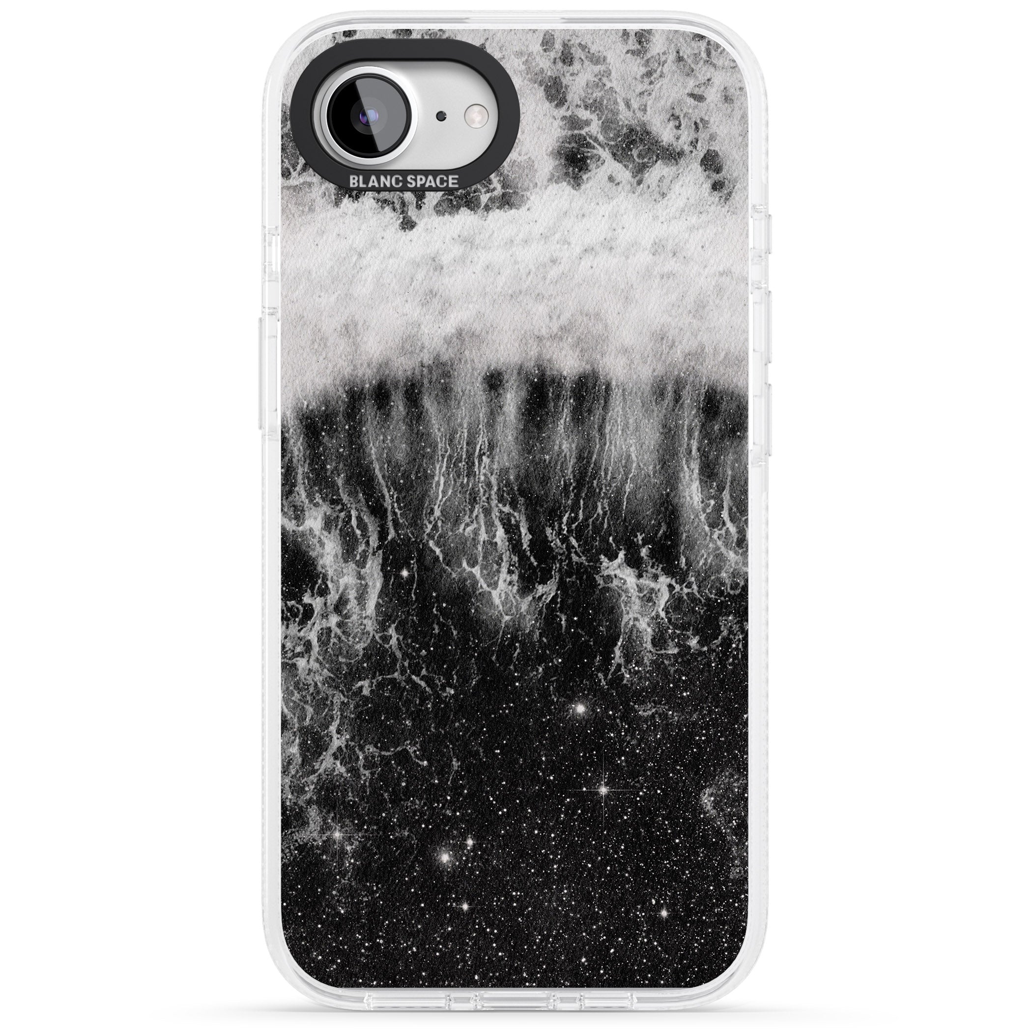 Ocean Wave Galaxy Print iPhone 16e Clear Case Impact Air - Blanc Space
