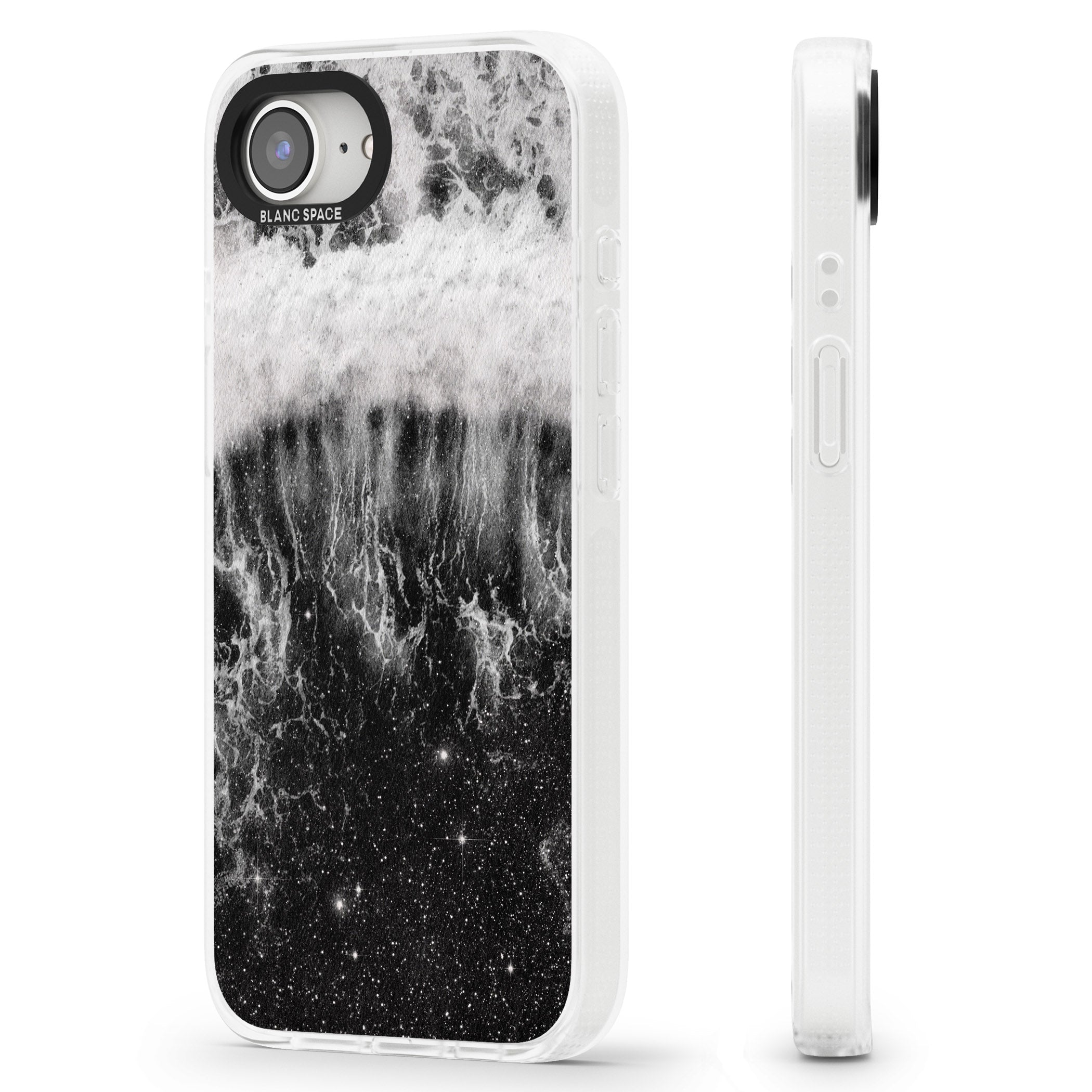 Ocean Wave Galaxy Print iPhone 16e Clear Case Impact Air - Blanc Space