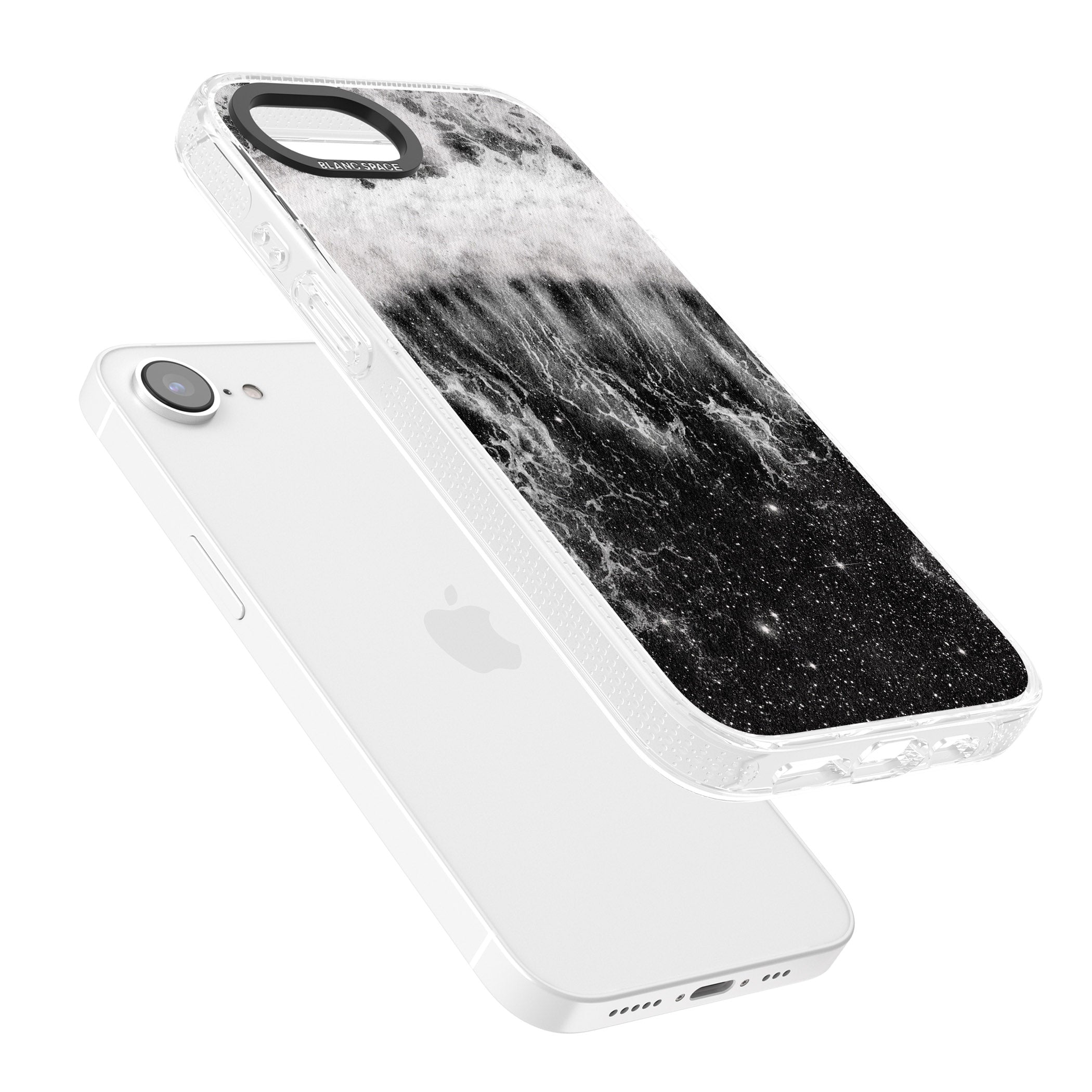 Ocean Wave Galaxy Print iPhone 16e Clear Case Impact Air - Blanc Space