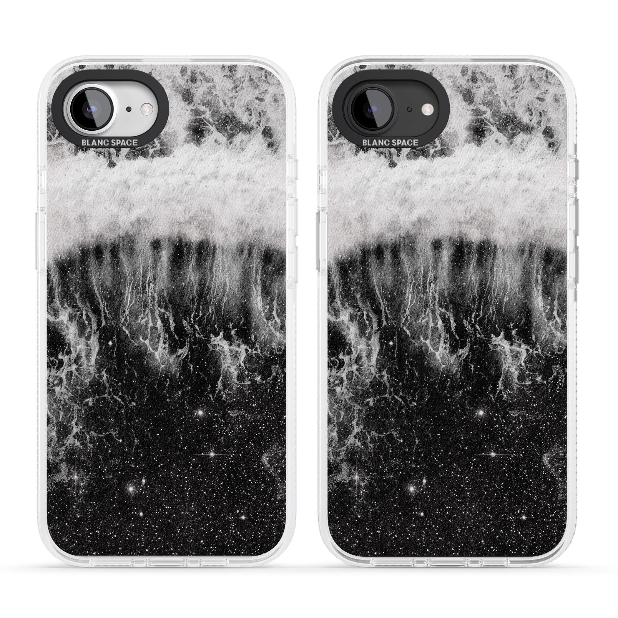 Ocean Wave Galaxy Print iPhone 16e Clear Case Impact Air - Blanc Space