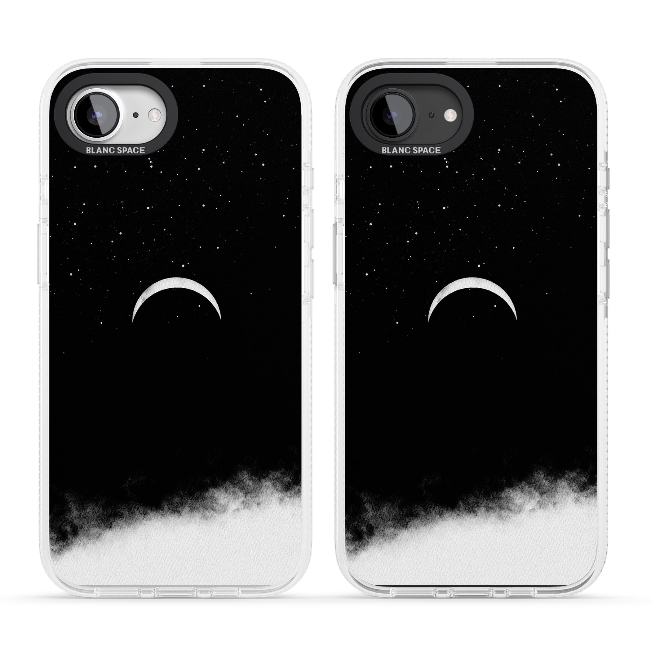 Upside Down Crescent Moon iPhone 16e Clear Case Impact Air - Blanc Space
