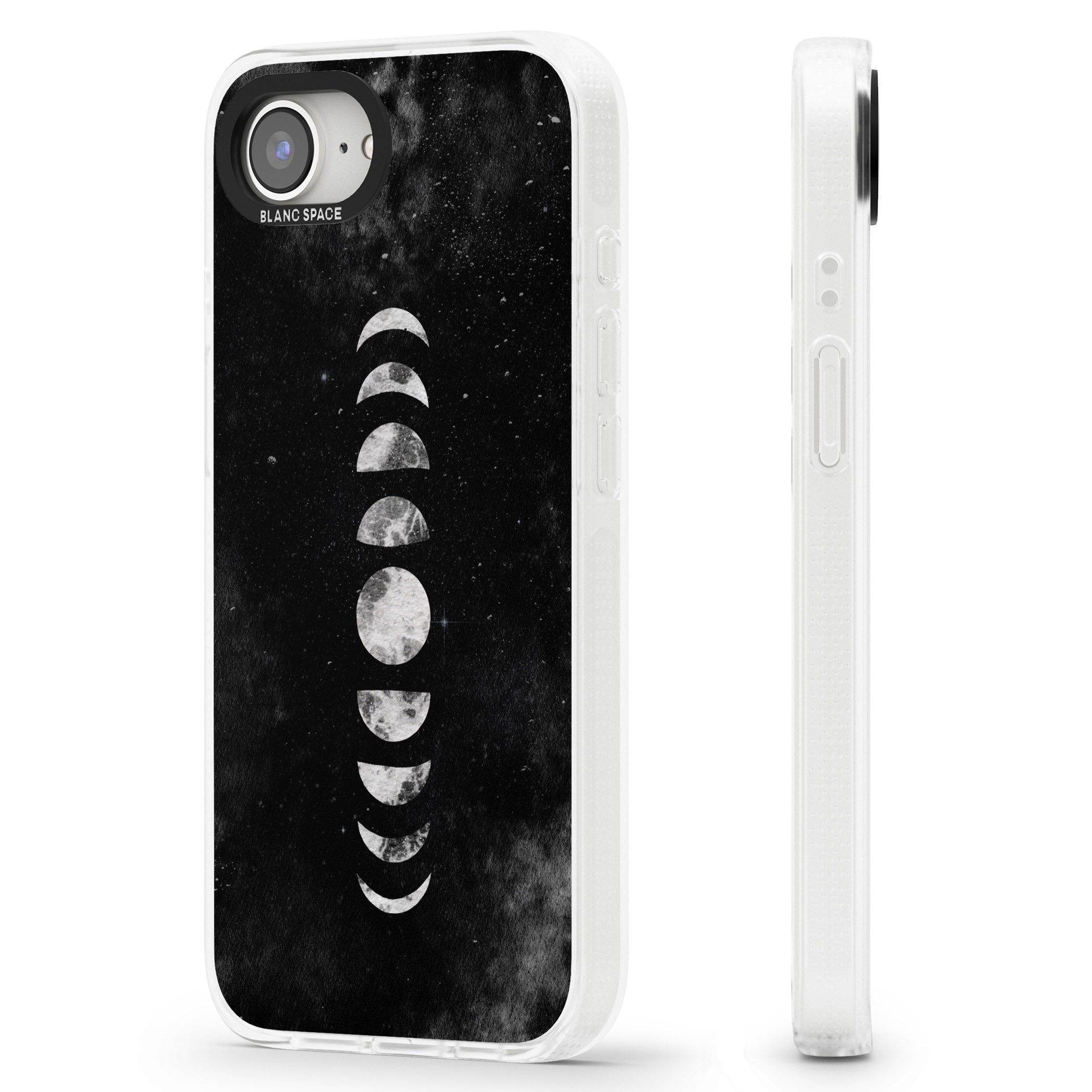 Watercolour Moon Phases iPhone 16e Clear Case Impact Air - Blanc Space
