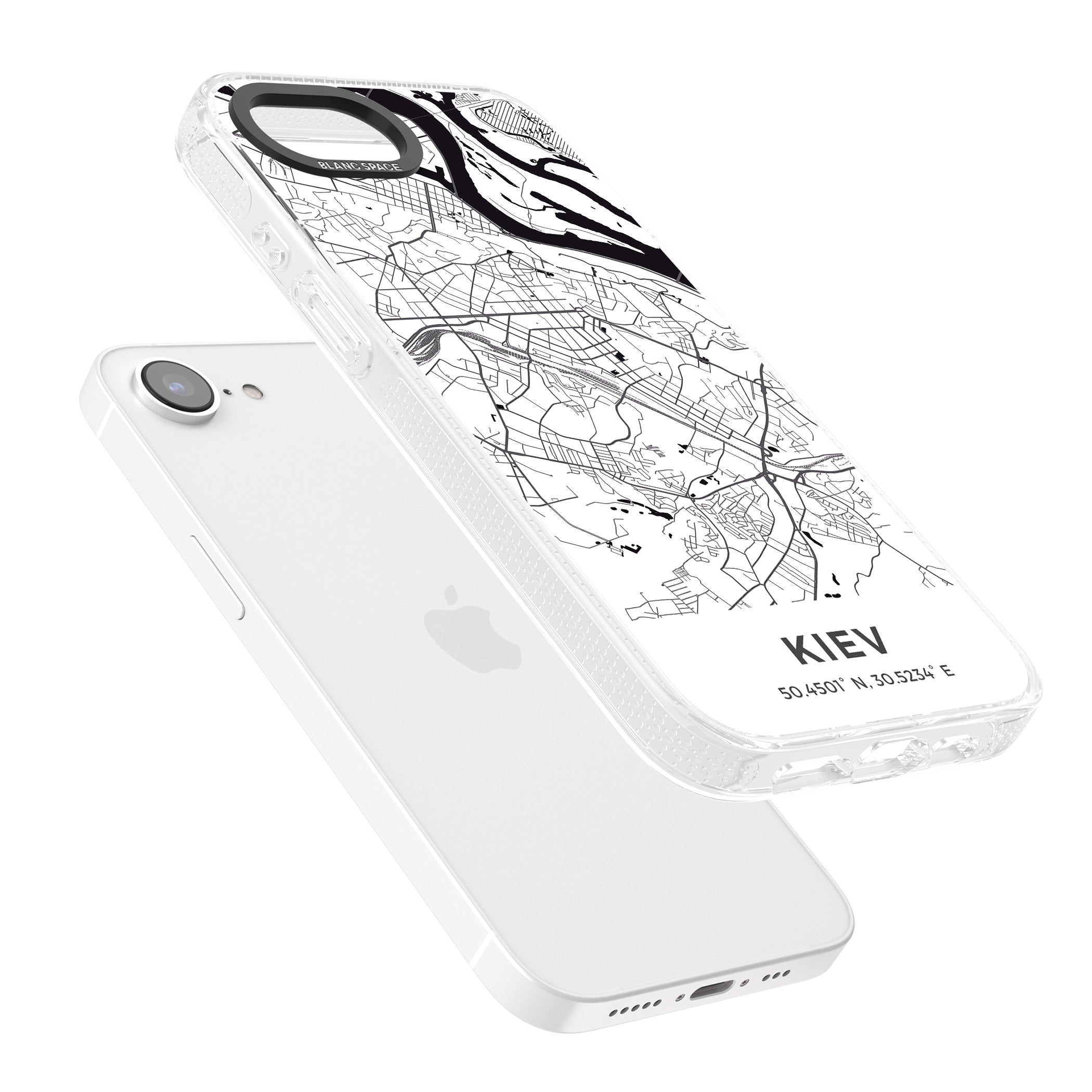Map of Kiev, Ukraine iPhone 16e Clear Case Impact Air - Blanc Space