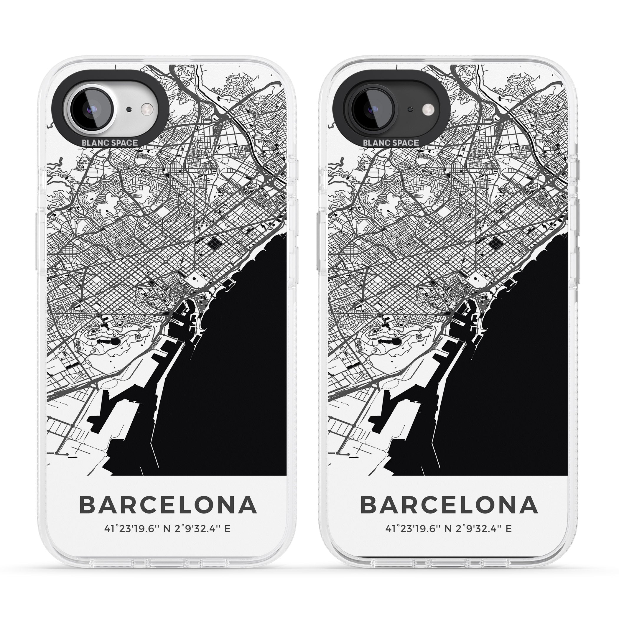 Map of Barcelona, Spain iPhone 16e Clear Case Impact Air - Blanc Space