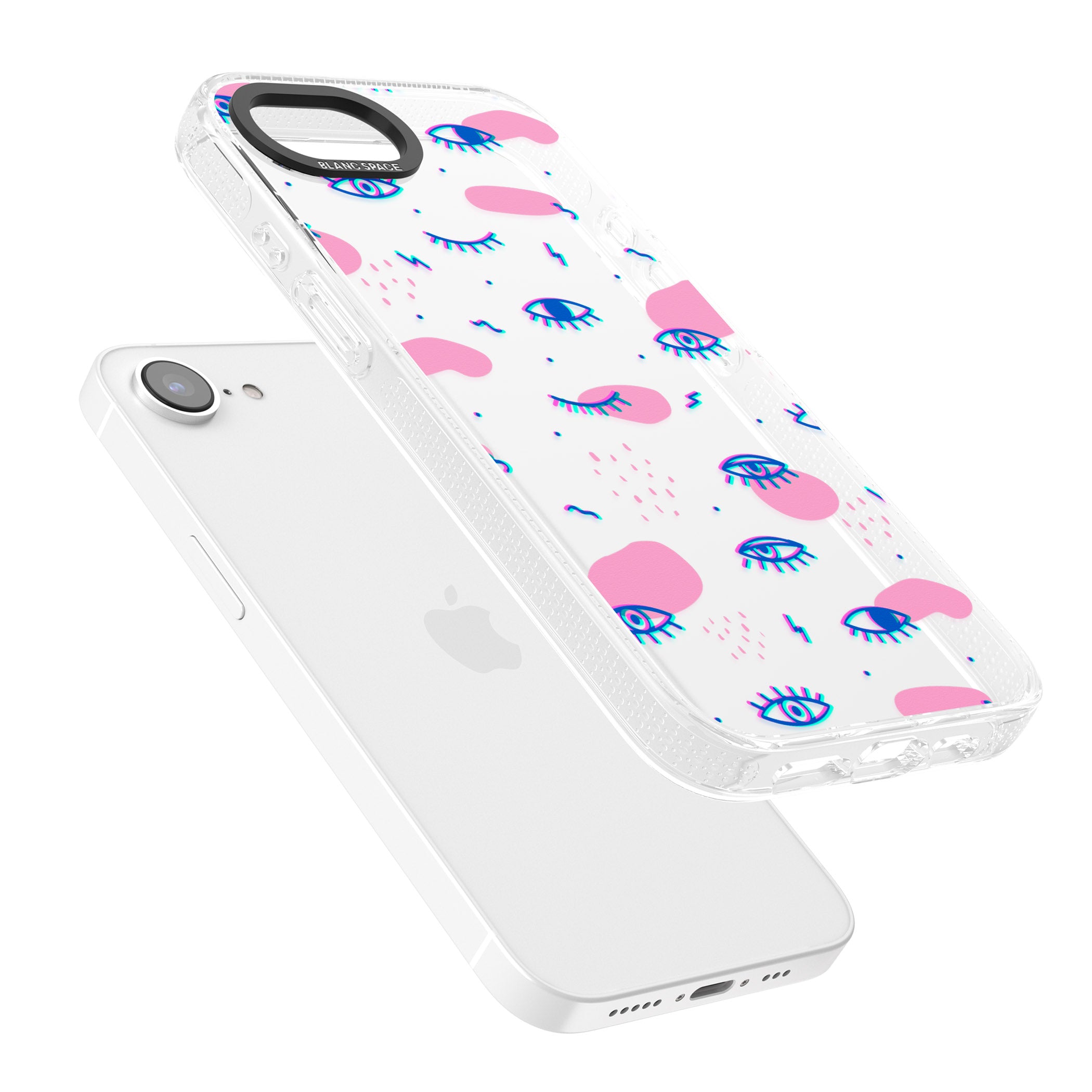 Pink Eye Blotches iPhone 16e Clear Case Impact Air - Blanc Space