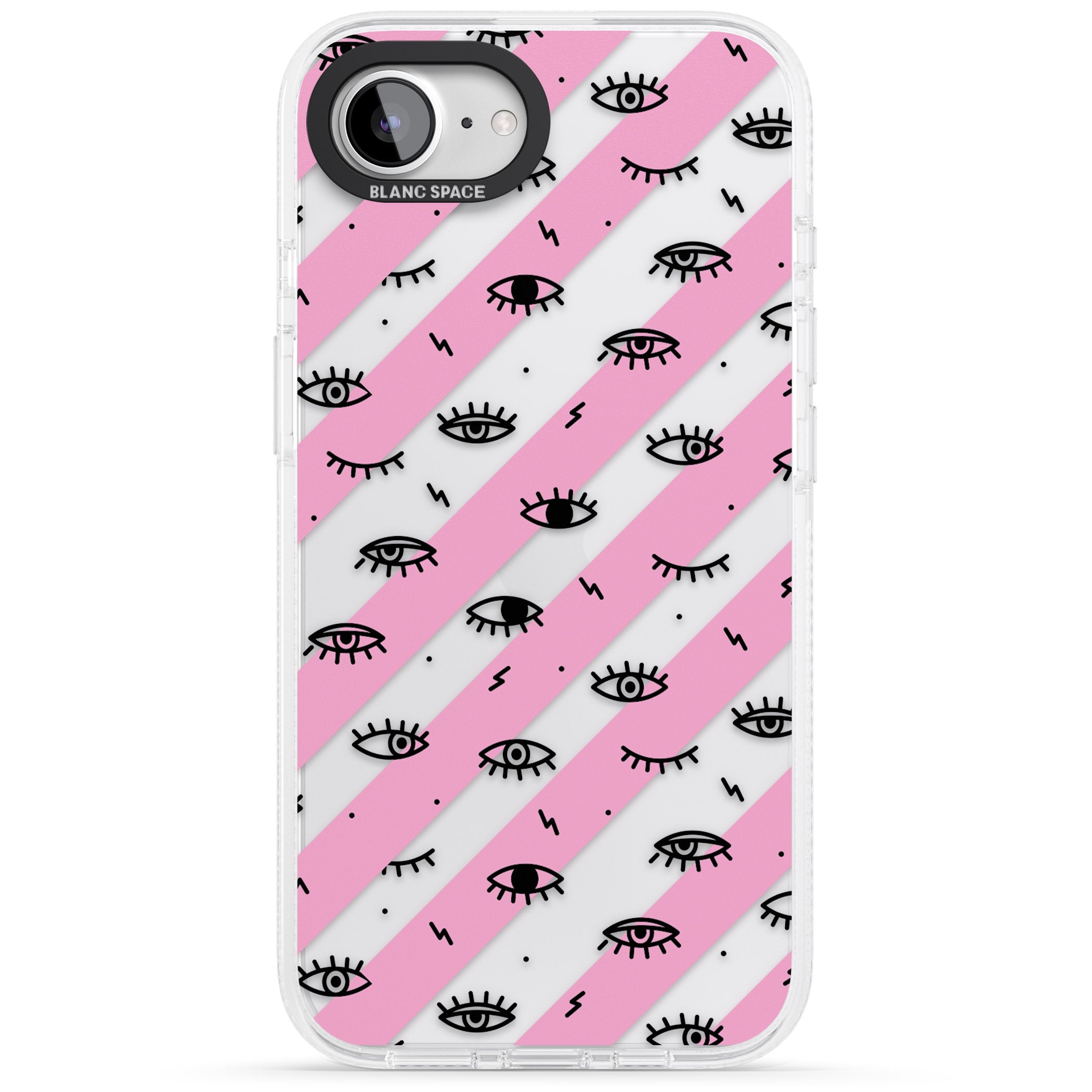 Pink Stripe Eyes iPhone 16e Clear Case Impact Air - Blanc Space