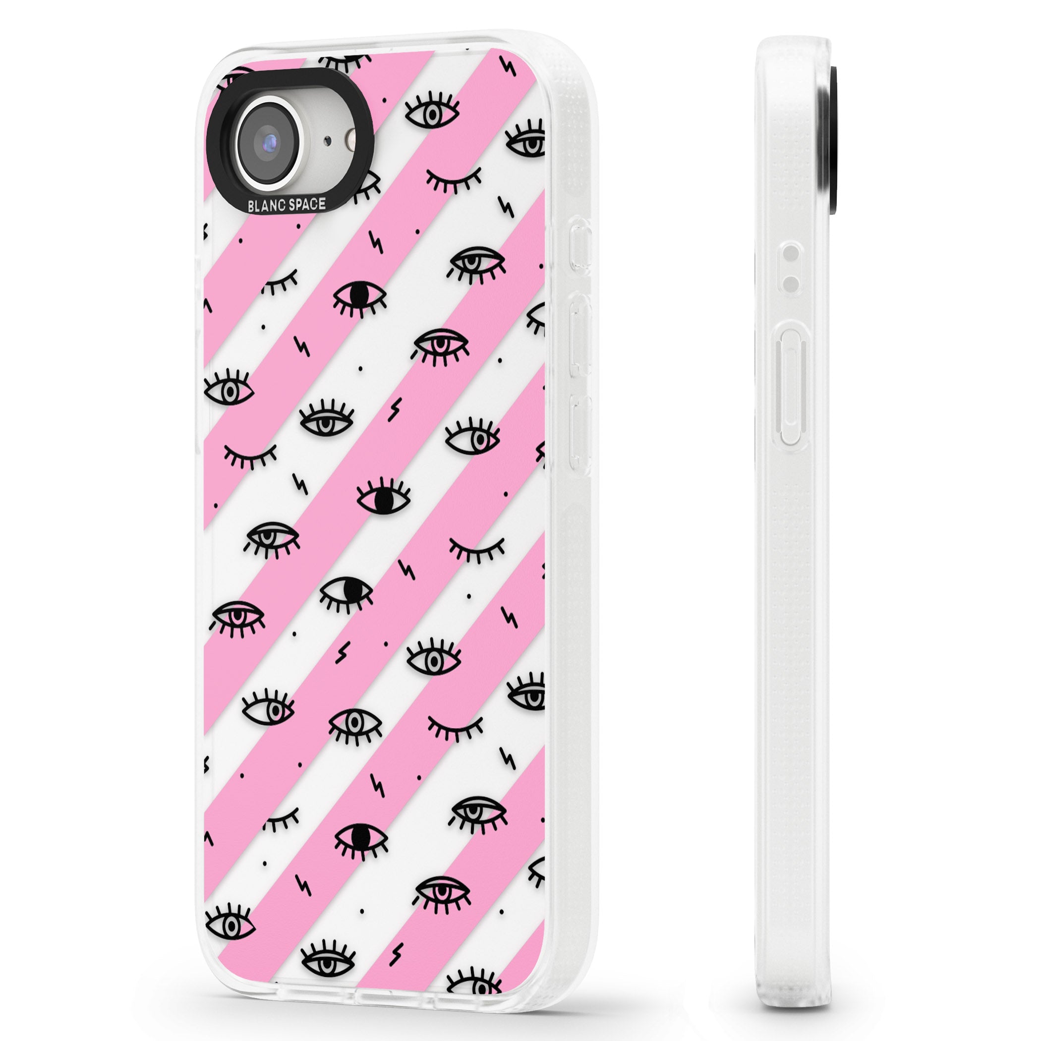Pink Stripe Eyes iPhone 16e Clear Case Impact Air - Blanc Space