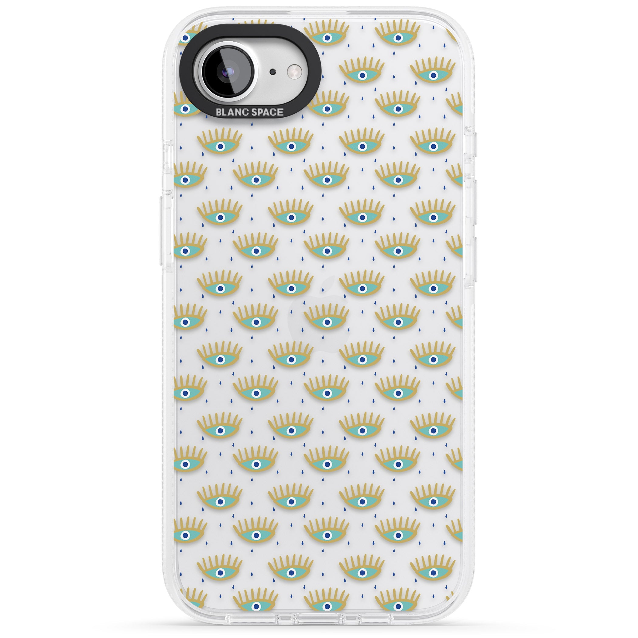 Crying Eyes (Clear) Psychedelic Eyes Pattern iPhone 16e Clear Case Impact Air - Blanc Space